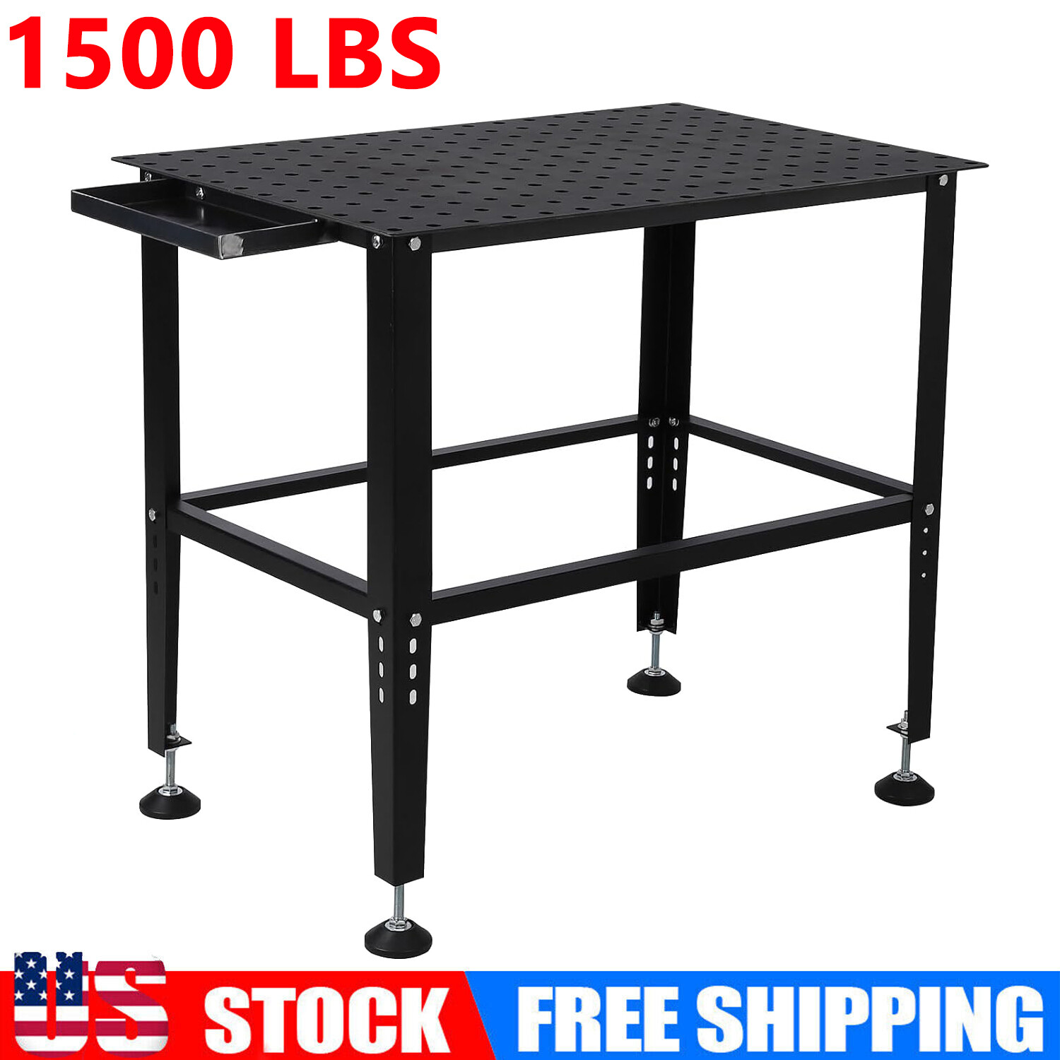 36x24'' 1500lb Load Welding Sawing Table Carbon Steel Workbench w/ Storage tray