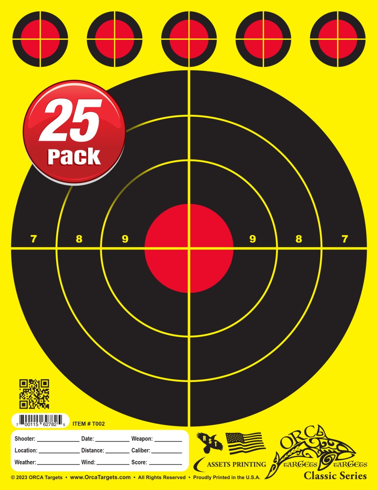 25 PACK: Range Shooting Pistol / Rifle TARGETS! FREE SHIPPING!! YELLOW [D25]
