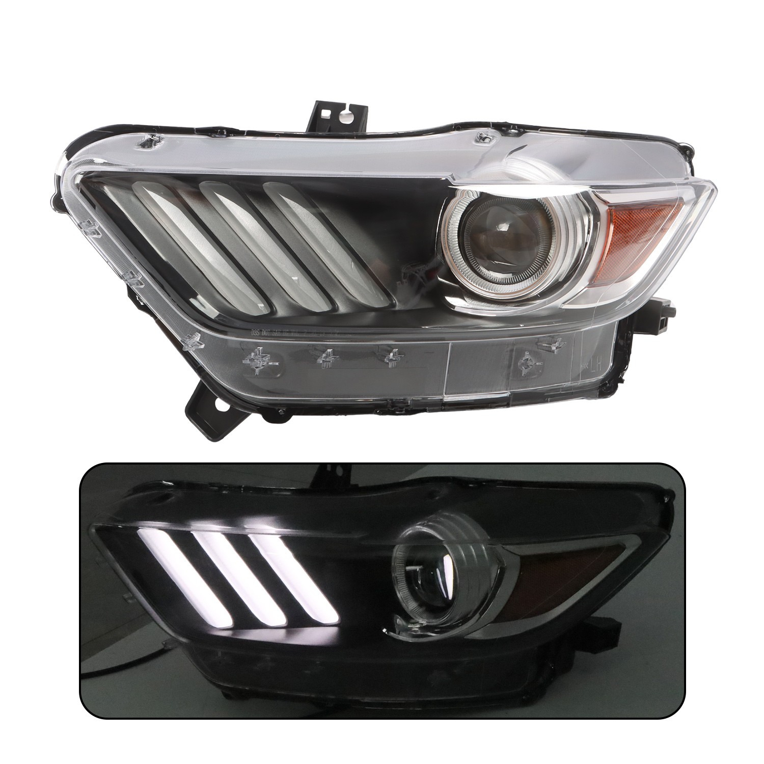Left+Right Headlights Assembly Pair For Ford Mustang 2015 2016 2017 Clear Lens