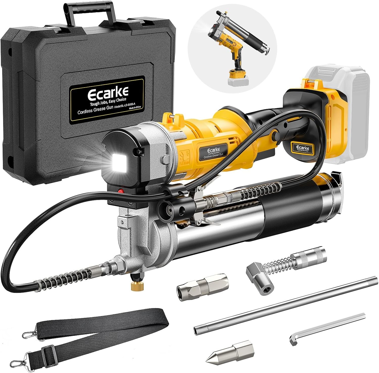 Cordless Grease Gun 12000 PSI Electric Tool for 20V Battery with 39in Hose Kit