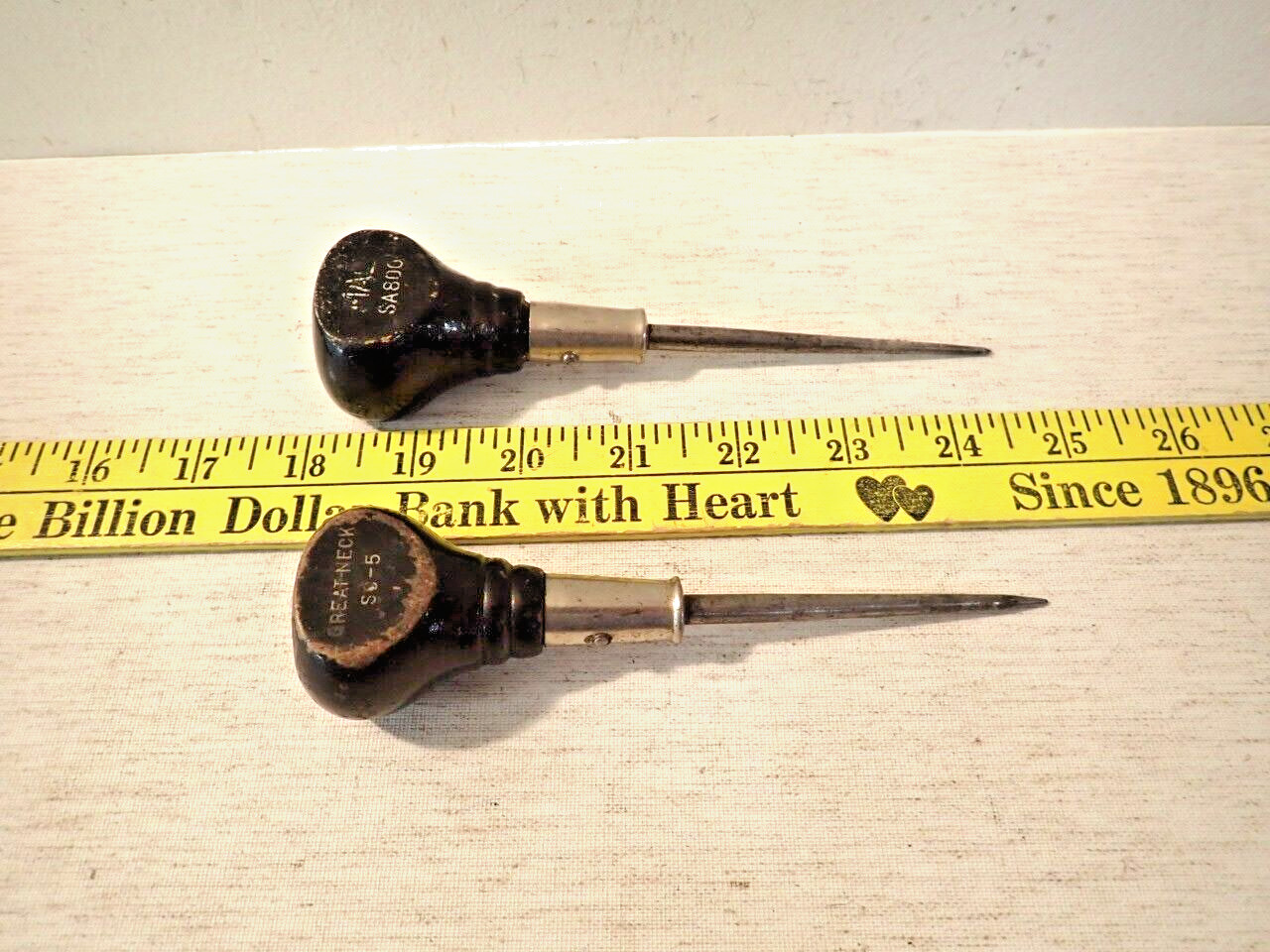 Vintage  Set Of 2  MAC800 & Great Neck SC-5 Wood Nnob Hadle Punch