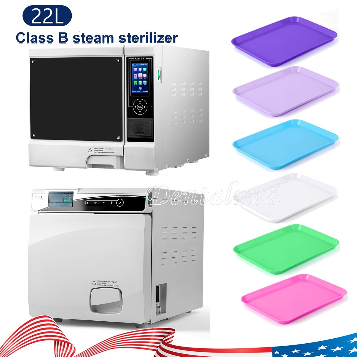 22L Dental Medical Autoclave Vacuum Steam Sterilizer Class B Printer/Flat Trays