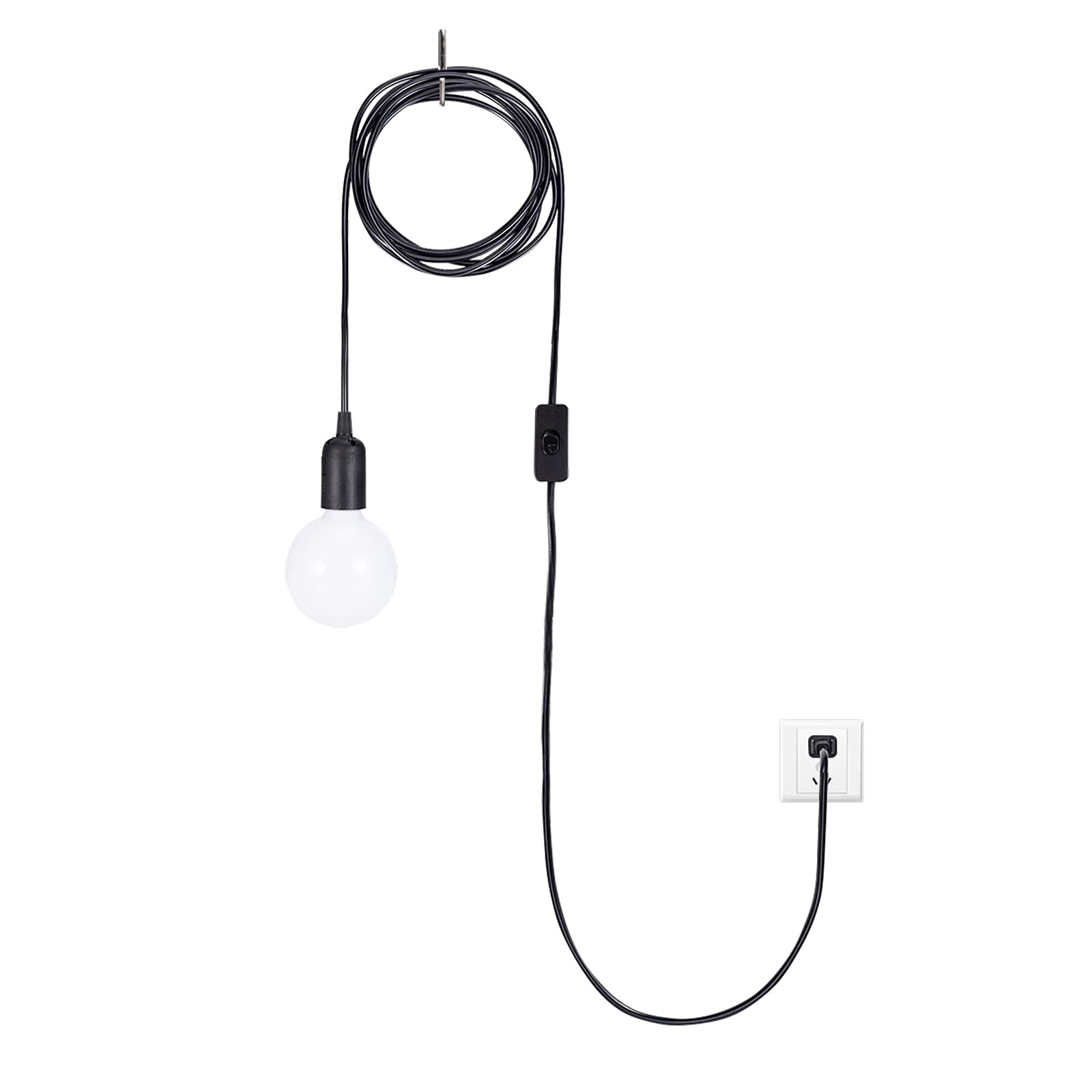 2pack Hanging Light Cord15 Ft Plug In Pendant Light Cord With On/off Switch E26