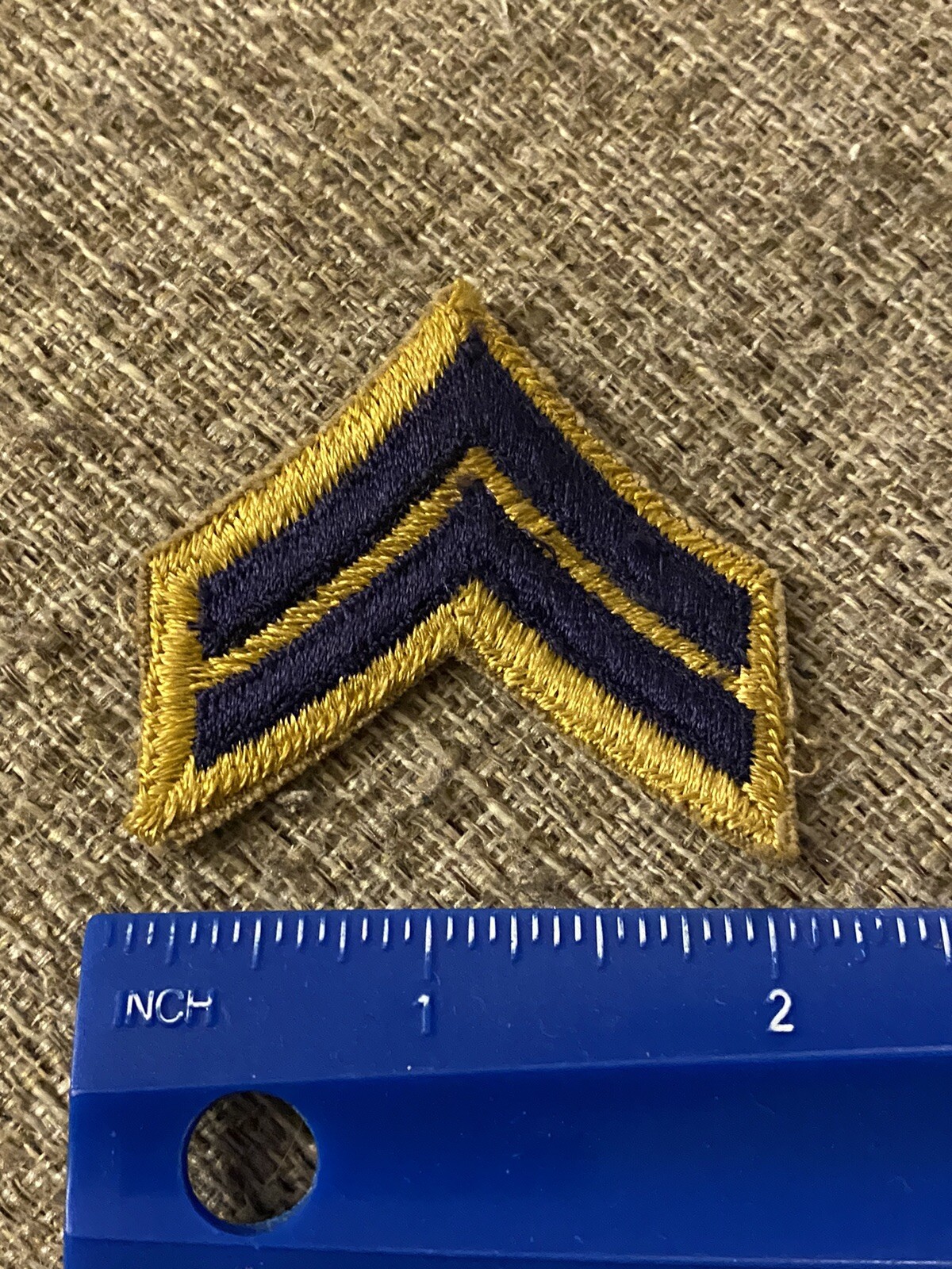 Korea War Era Corporal Enlisted Rank Patch Blue And Yellow INV7727