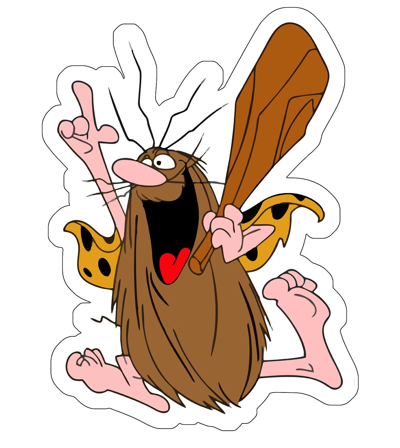 Captain Caveman Sticker cave man trendy anime cute nerd art pun indie 90s