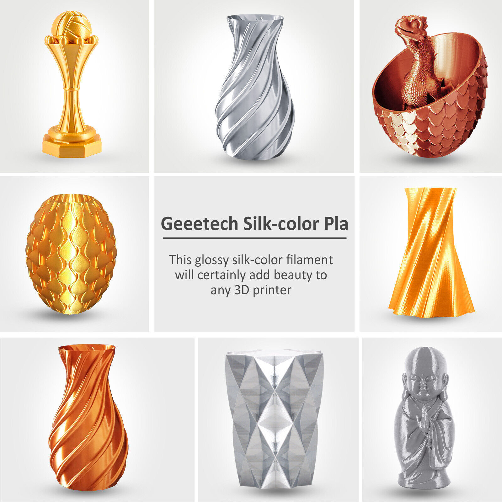 Geeetech 3D Printer Filament Silk PLA 1.75mm 1KG Multicolor For FDM 3D Printer