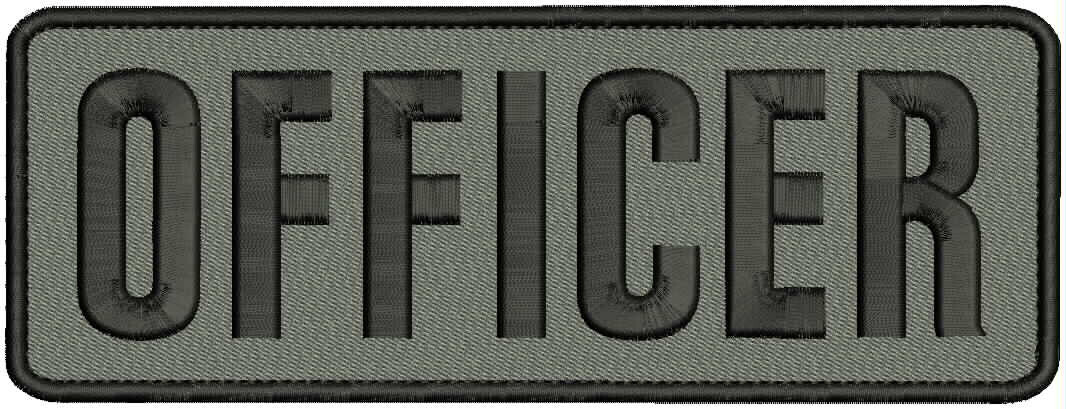 OFFICER EMBROIDERY PATCH 8.5x3 HOOK ON BACK GRAY/BLK