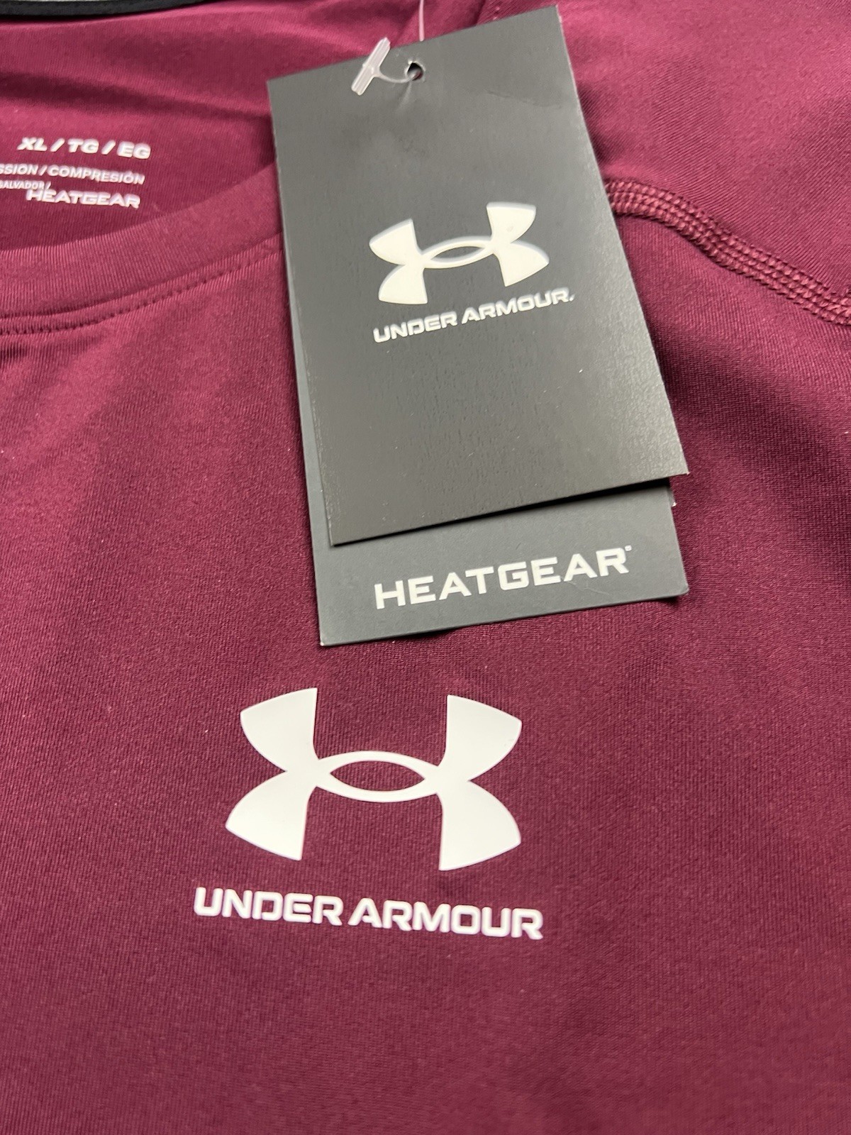 Under Armour Men's HeatGear Short Sleeve Compression Shirt Sz XL Maroon 1361518