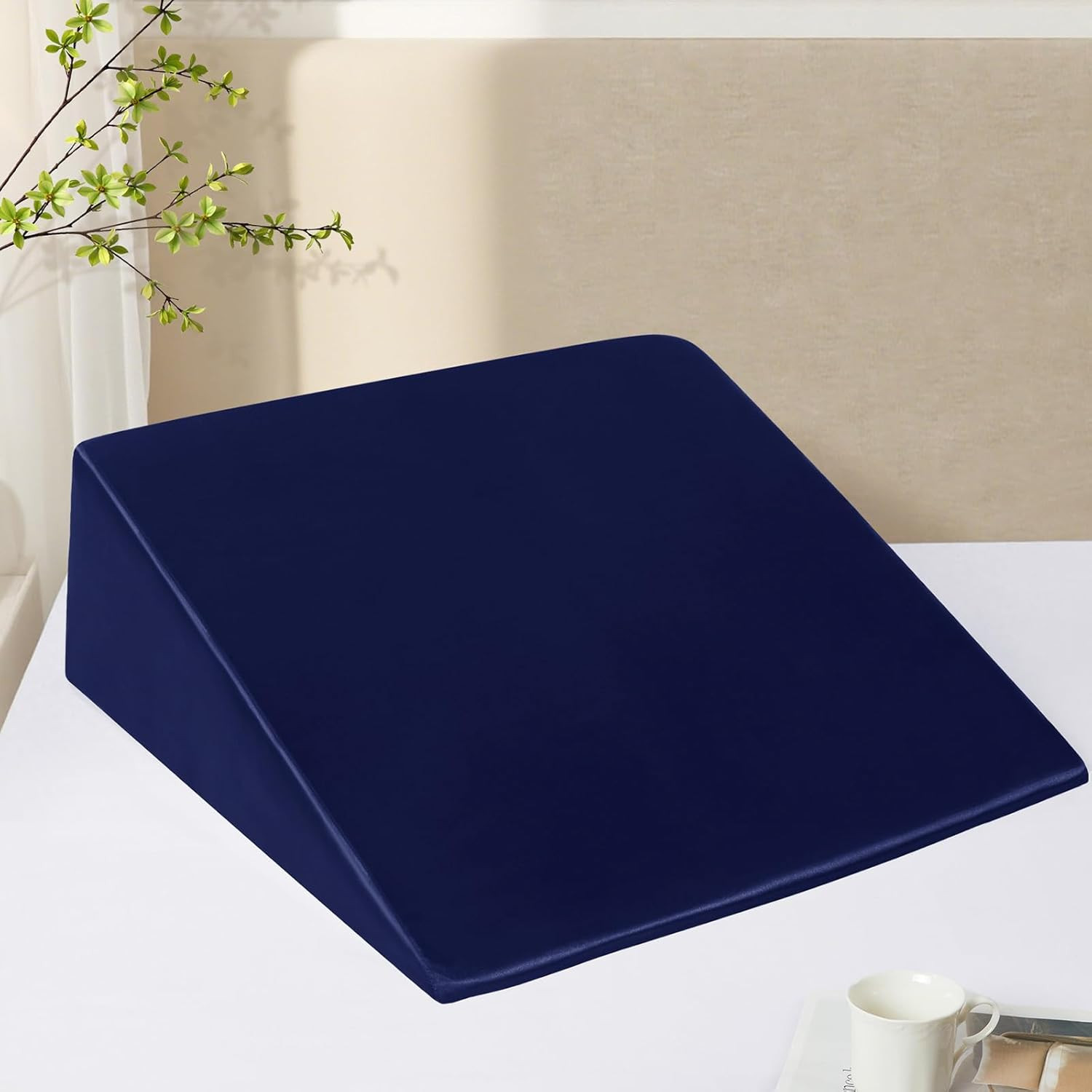 Satin Wedge Pillow Cover 25"X25"X8" - Soft Breathable Zippered Wedge Pillow Case