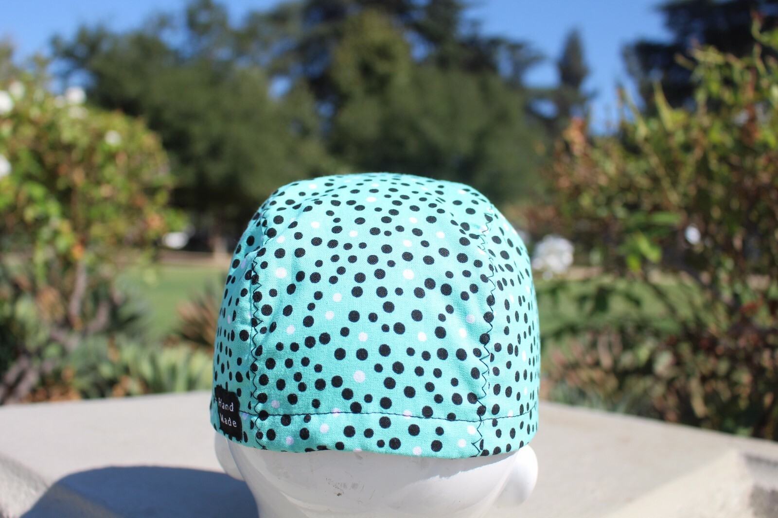 CYCLING CAP BLACK DOTS HANDMADE IN USA S M L