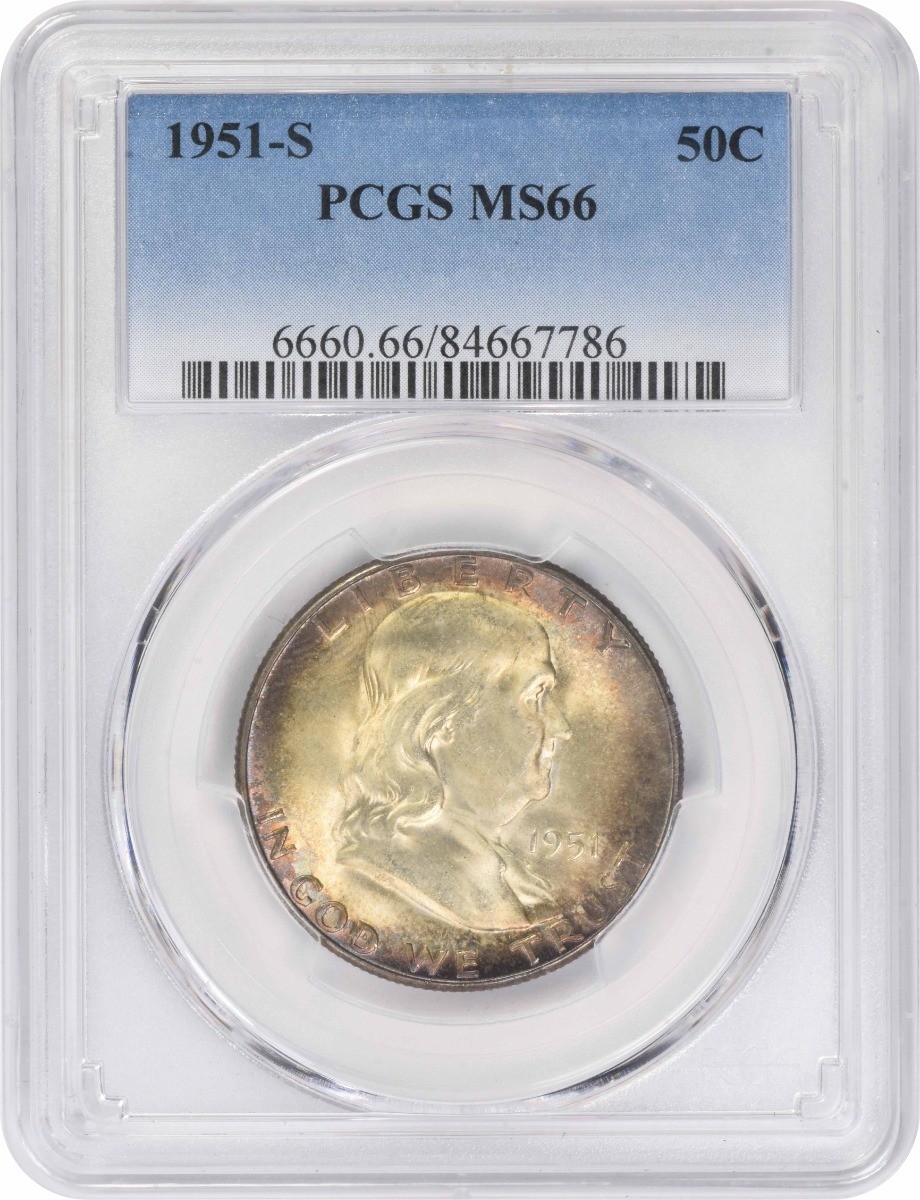 1951-S Franklin Silver Half Dollar MS66 PCGS