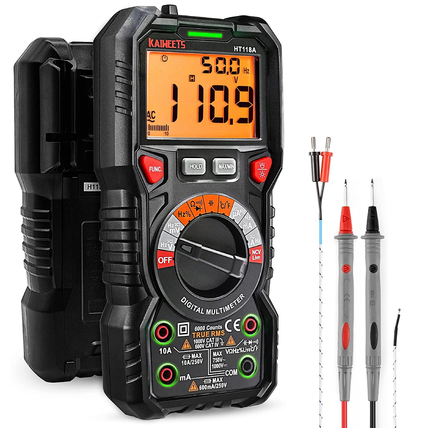 Digital Multimeter TRMS 6000 Counts Voltmeter Auto-Ranging Fast Accurately Measu