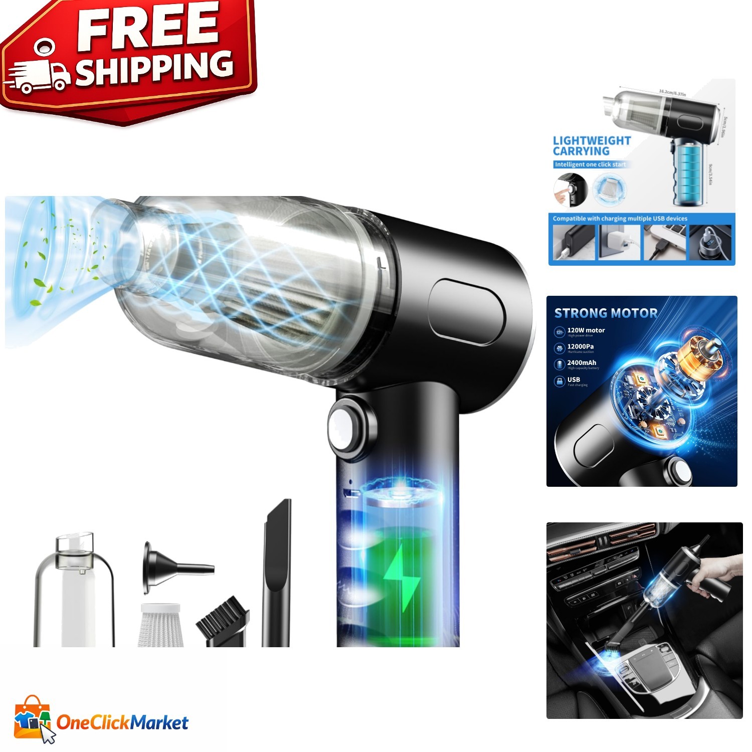 Cordless Electric Air Duster - 3-in-1 Vacuum & Blower for PC & Car Cleaning