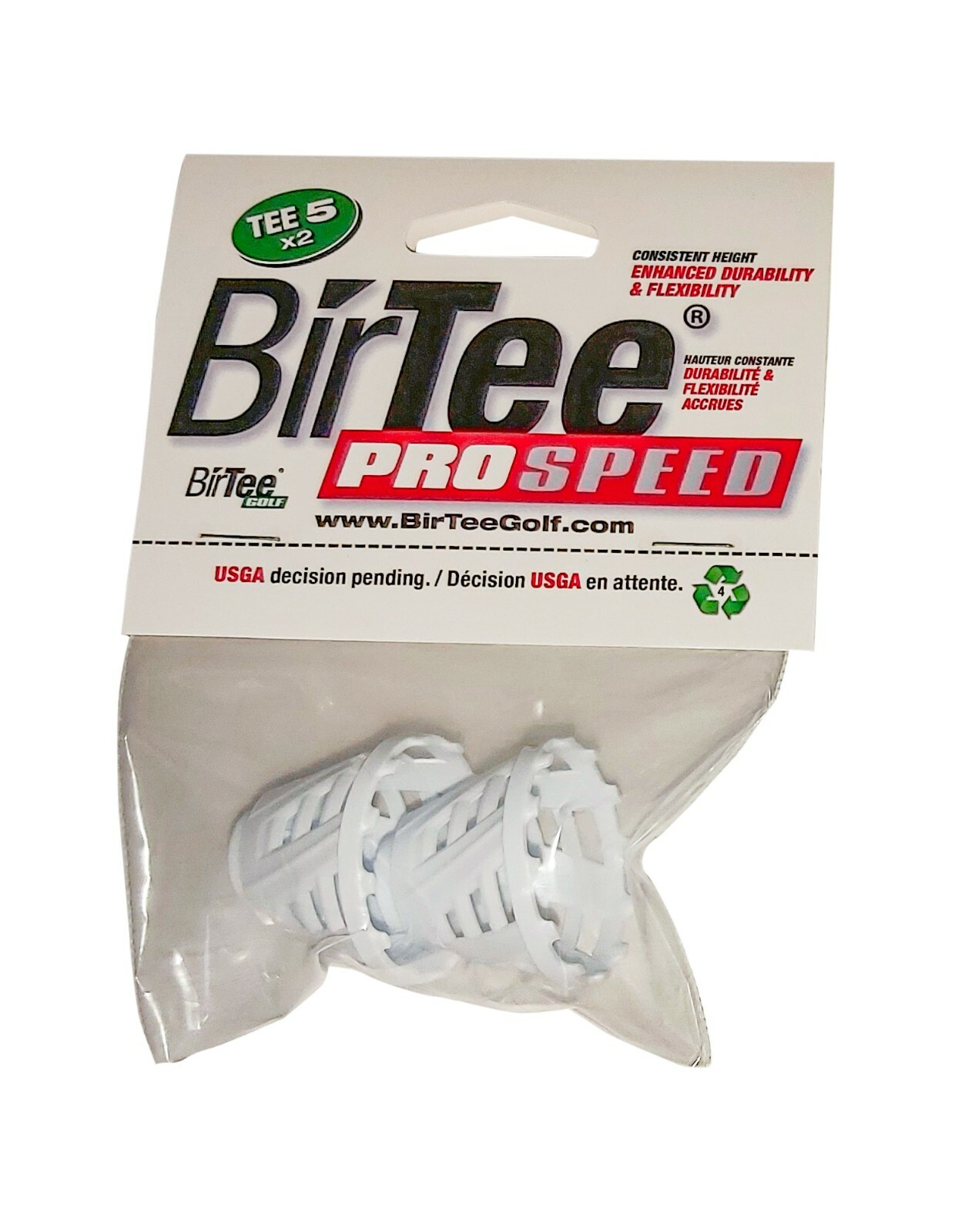 BirTee Pro Golf Tees - Size #5 (1 1/4") - 2 Tees Per Pack For Winter/Simulators