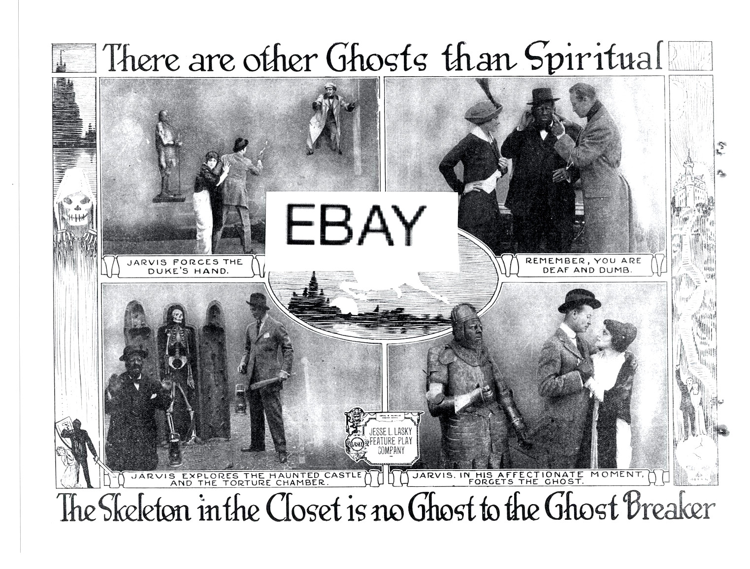 SALE: THE GHOST BREAKER 1914 SILENT MOVIE HERALD REPRO PHOTOS (2) H.B. WARNER