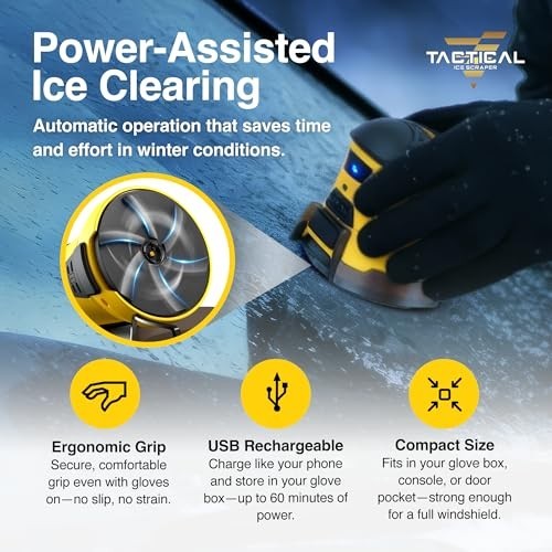 Electric Tactical Ice Scraper - Cordless Motorized Windshield Tool for Snow & Fr