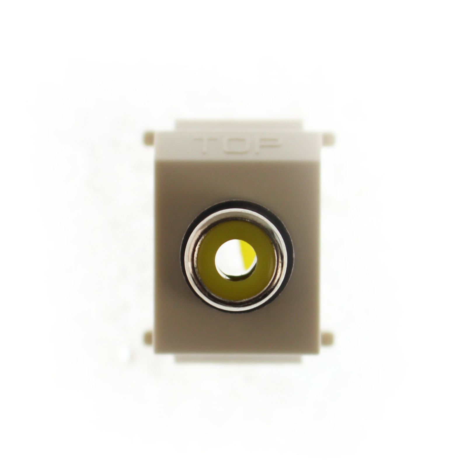 HUBBELL SFRCY AV CONNECTOR RCA GOLD PASS-THRU, RCA INSERT, OFFICE WHITE/YELLOW