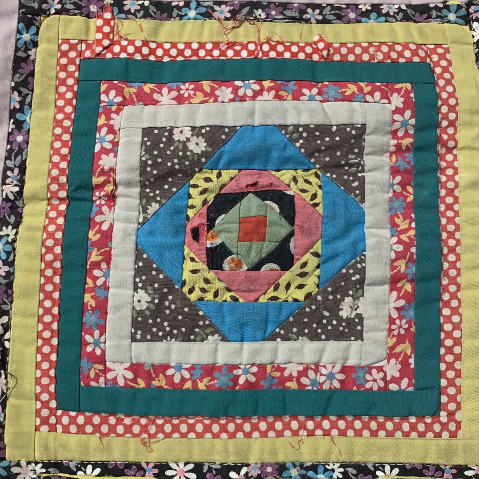 Vintage Log Cabin Patchwork Small Cotton Accent Pillowcase
