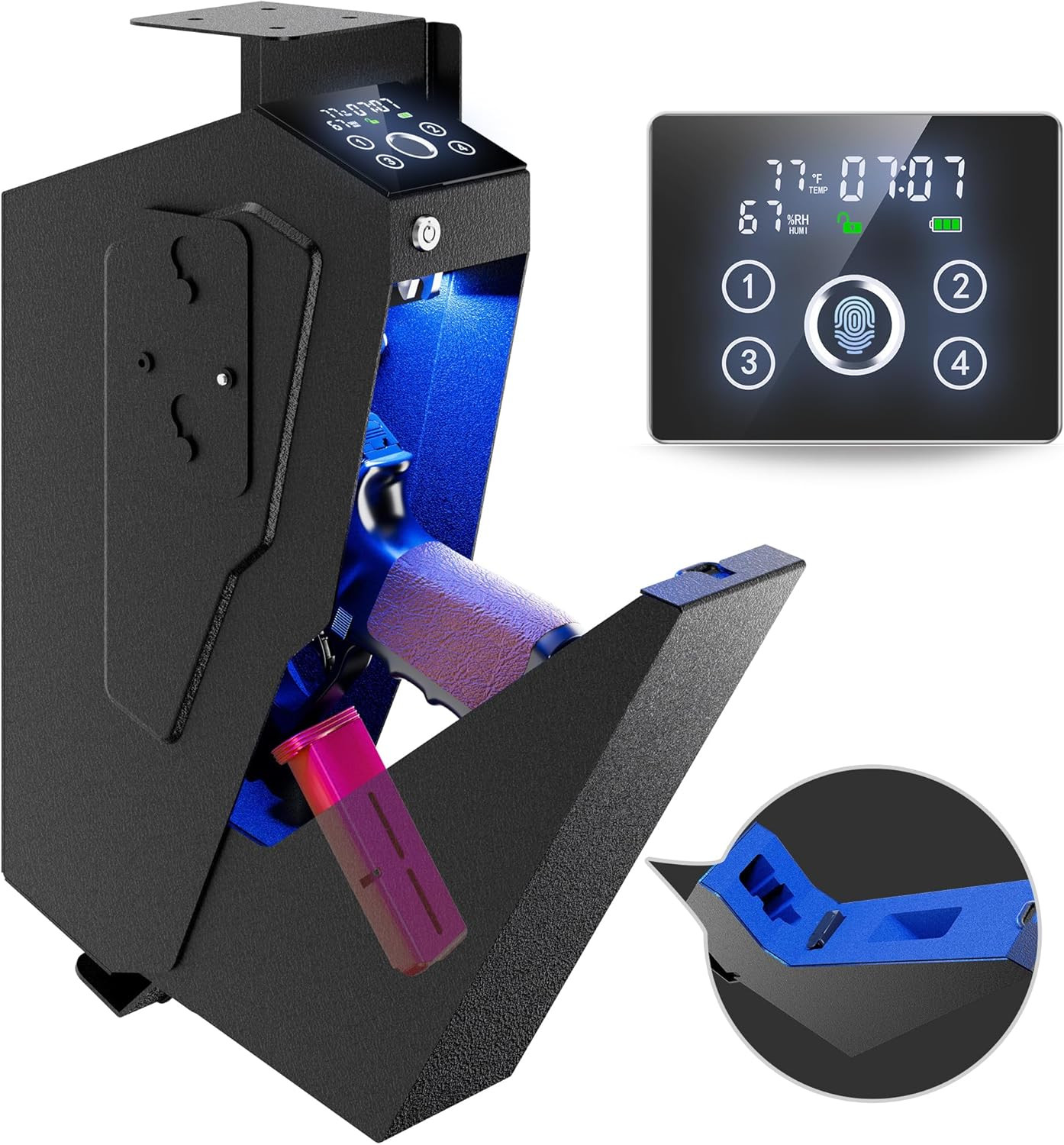Biometric Handgun Safe Quick Access Pistol Safe with Fingerprint Key & Passcode