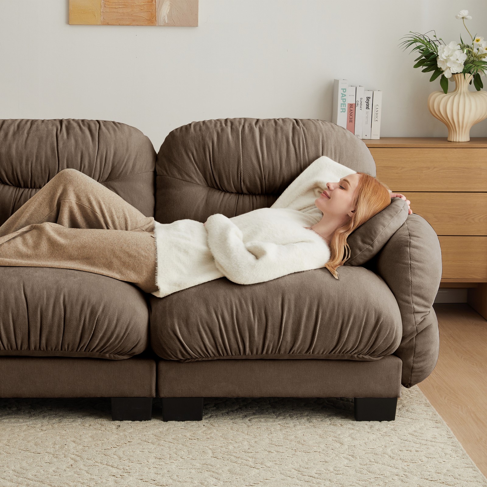 Flora Sofa LSF Chenille -Brown