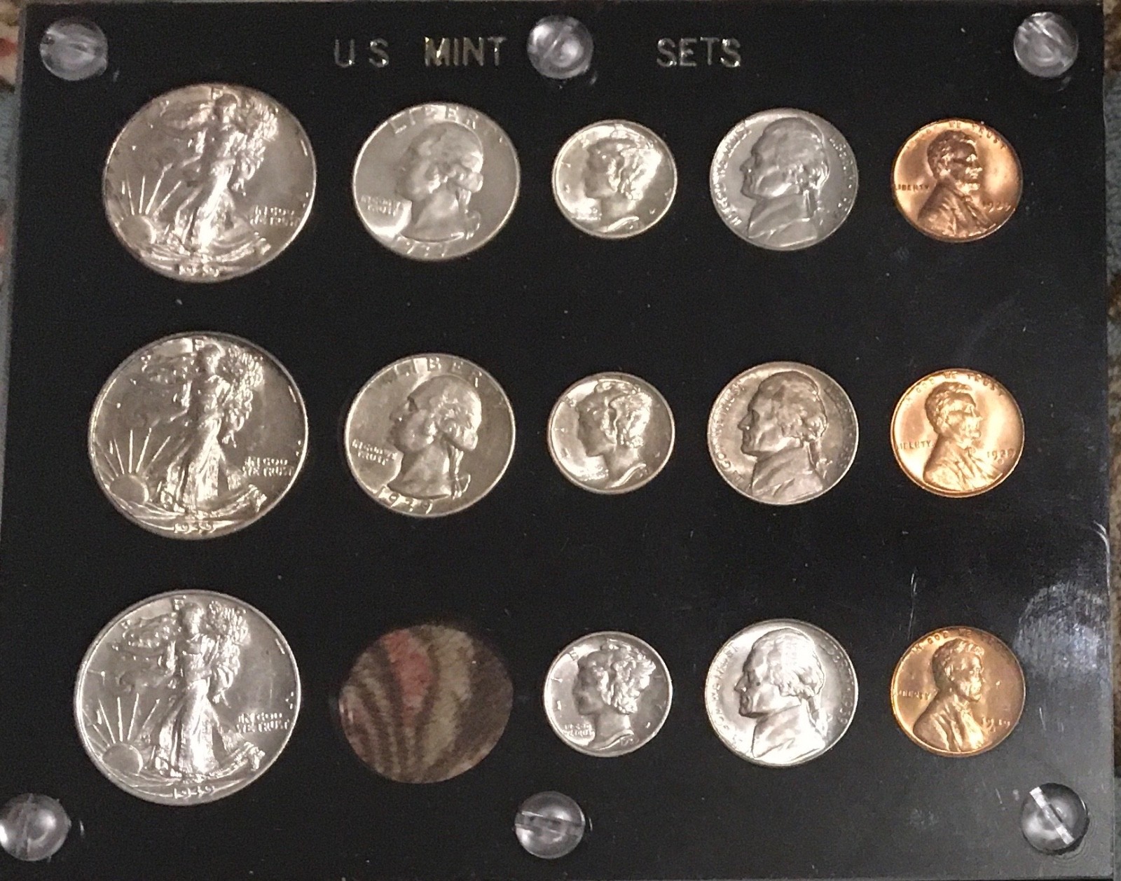 1939 P D S US Mint Set Uncirculated No 1939 S Quarter
