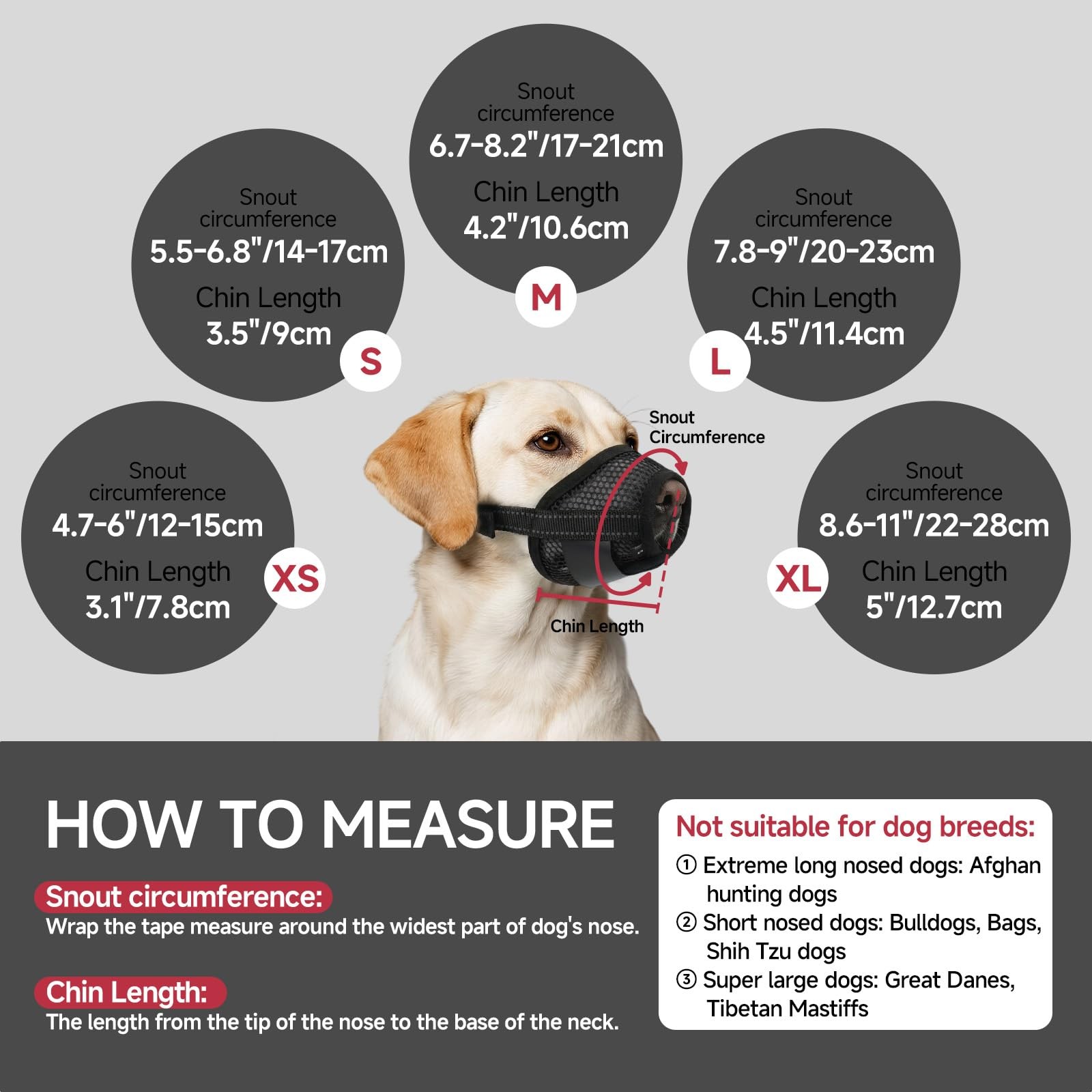 Dog Muzzle Soft Mesh Adjustable Pet Nylon Muzzles Breathable Reflective 2 PCS