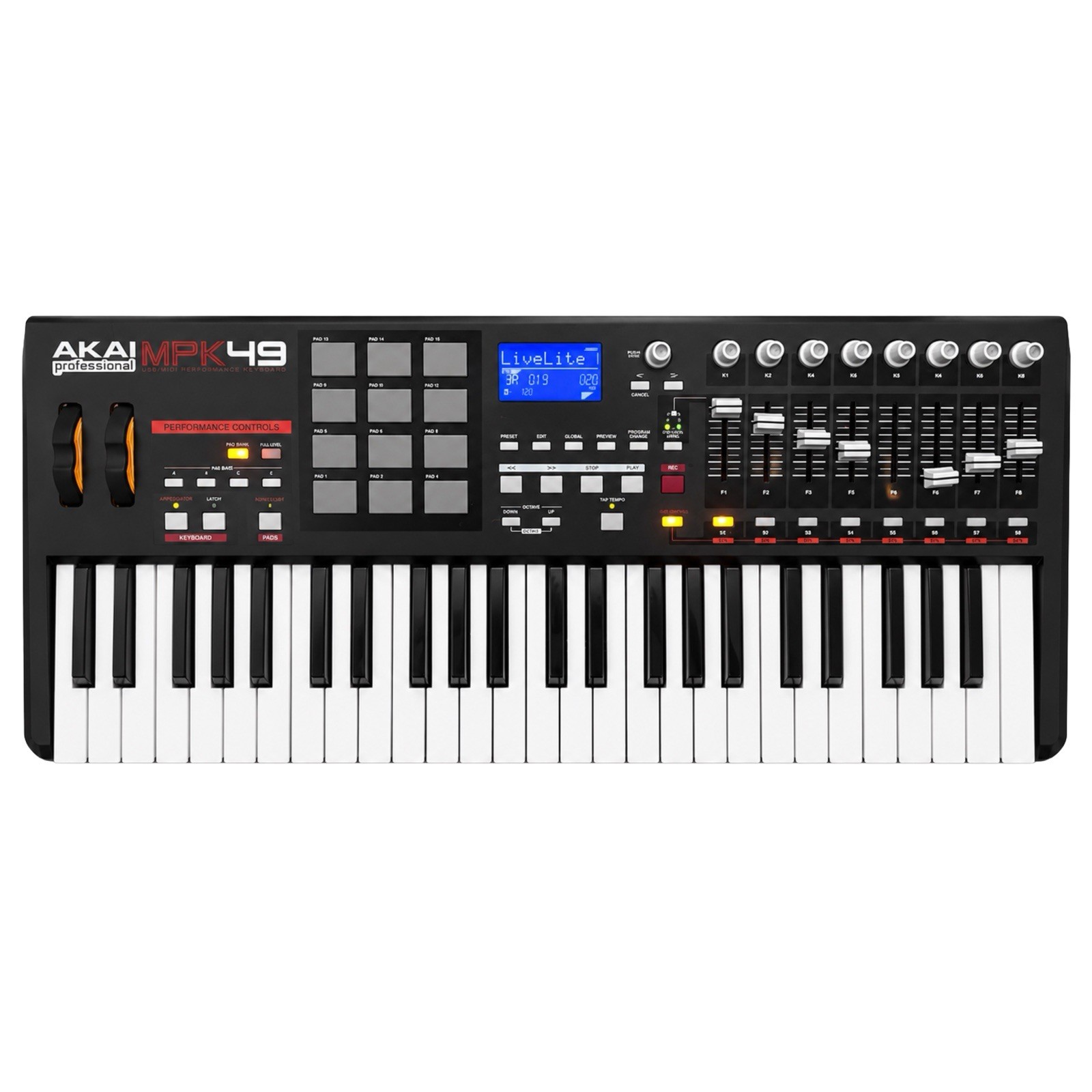 Akai Professional MPK49 49-Key USB MIDI Keyboard Controller Pads Knobs Faders