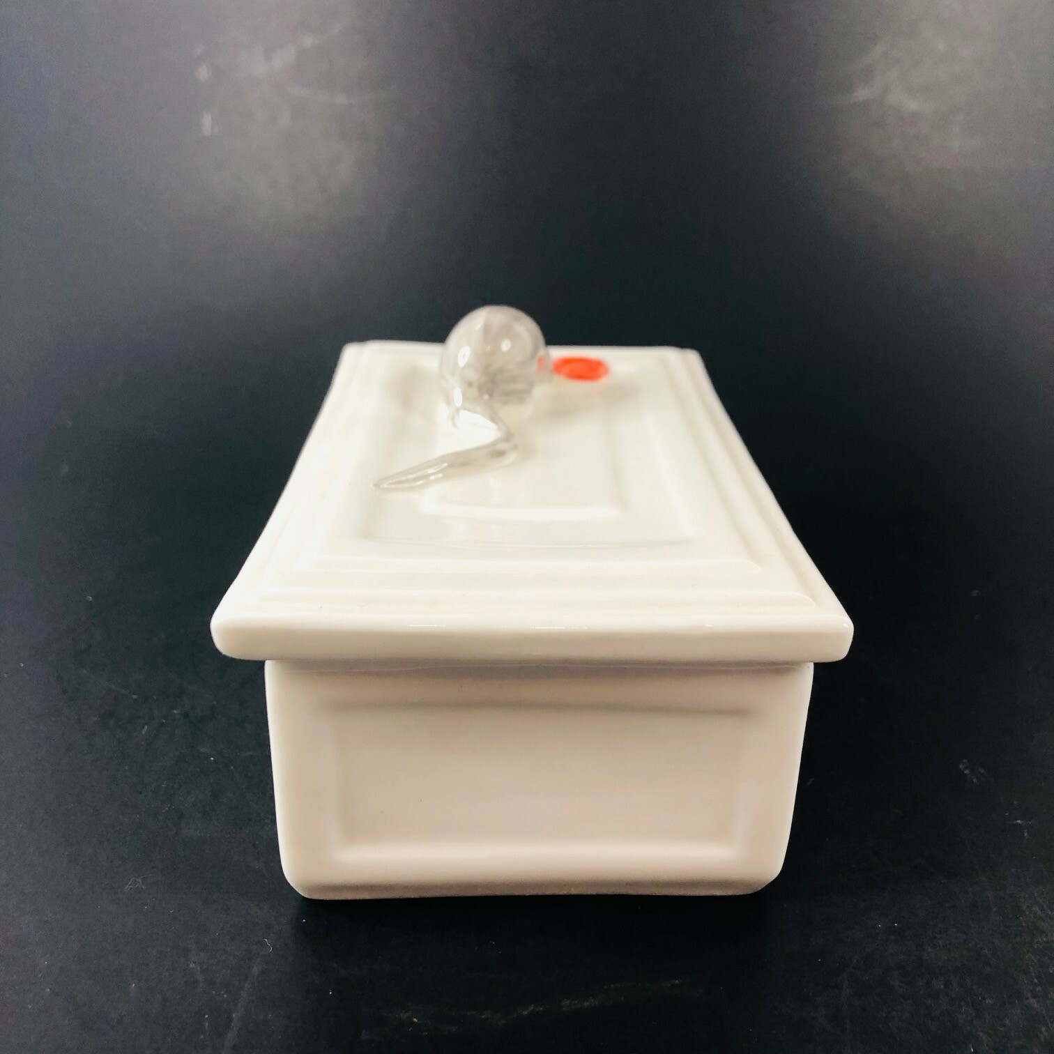 Pintar Bone China Trinket Box Mouse on Lid Hand Painted