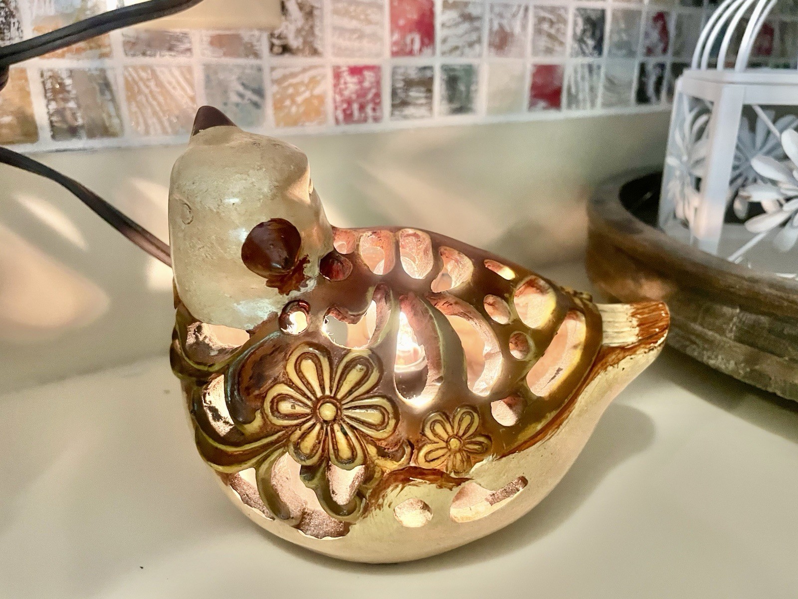 Ceramic bird lamp/nightlight