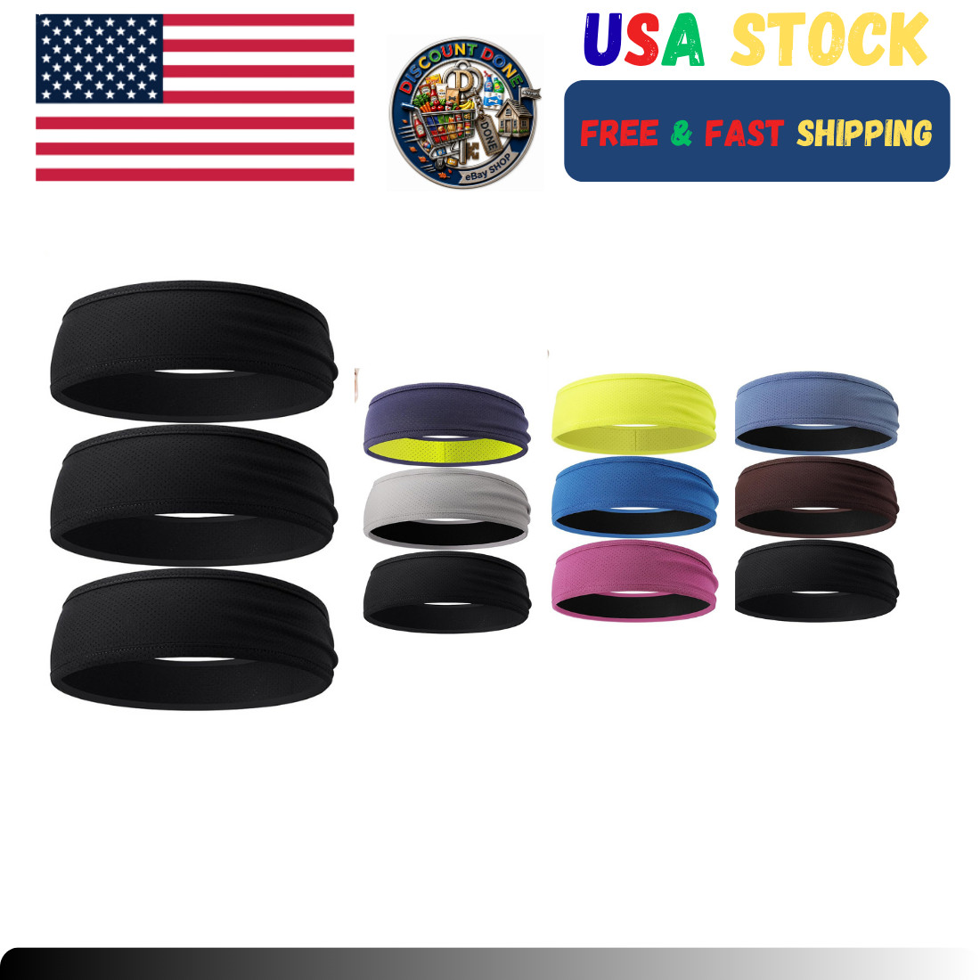 Men'S Headband, 3-Pack Men'S Sweatband, Sports Headband for Running, Cycling, Ba