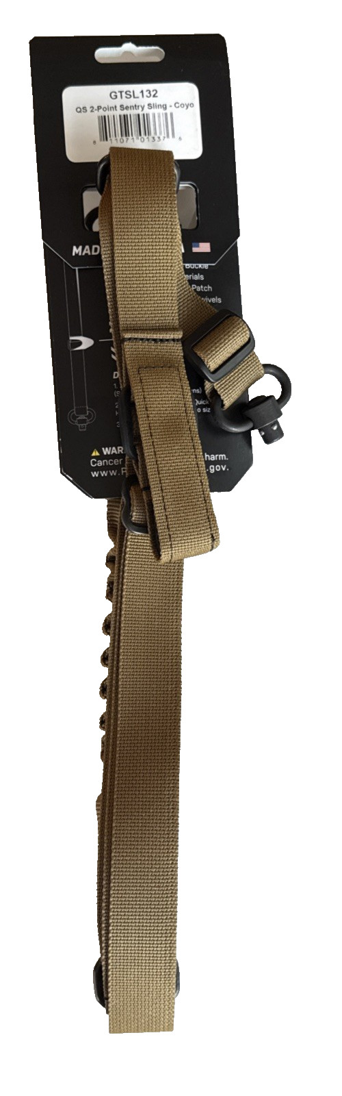 Grovtec QS 2-Point Sentry Sling w/ Push Button Swivels - Coyote