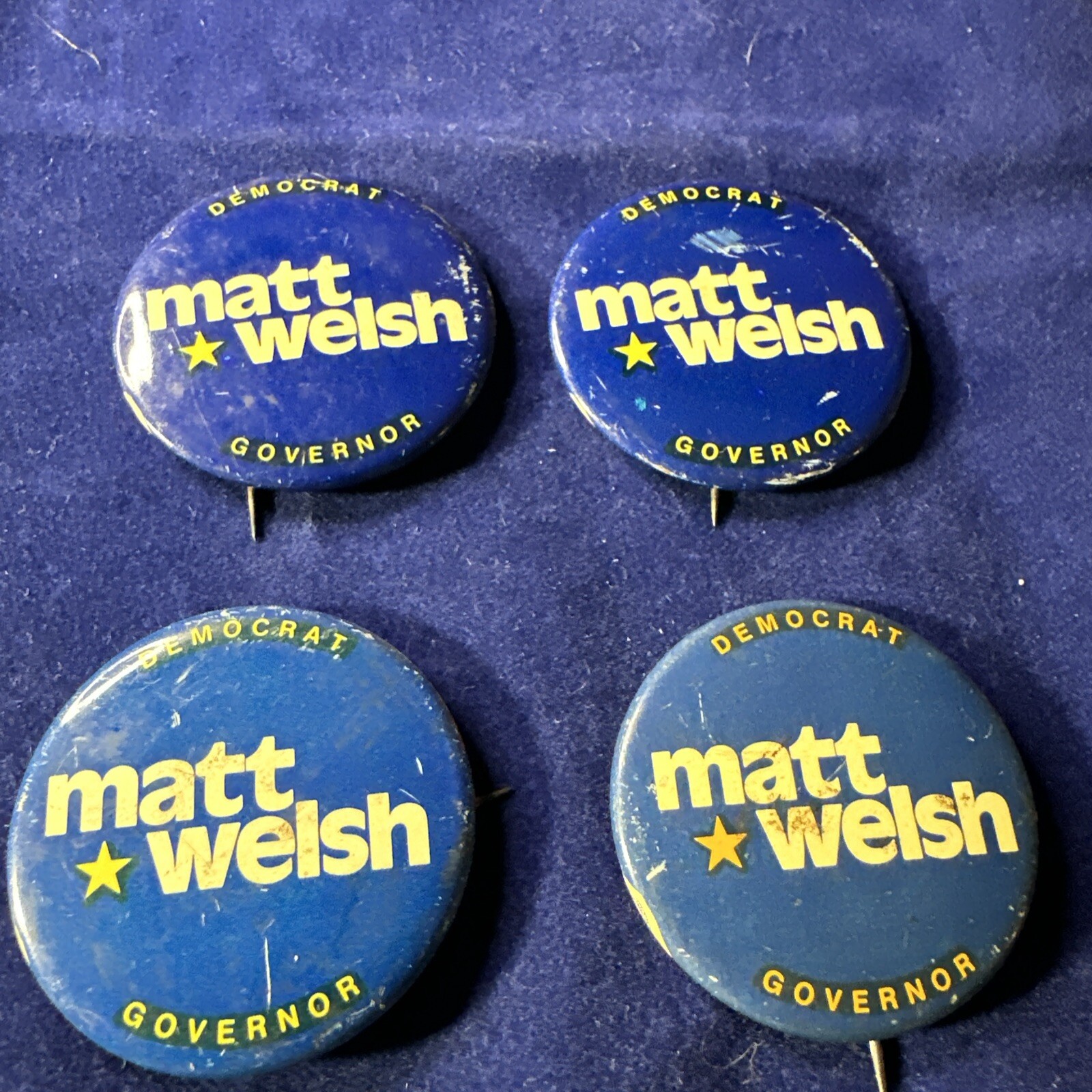 4x Vintage  Matt Welsh Democrat Governor Indiana Pin Back Button