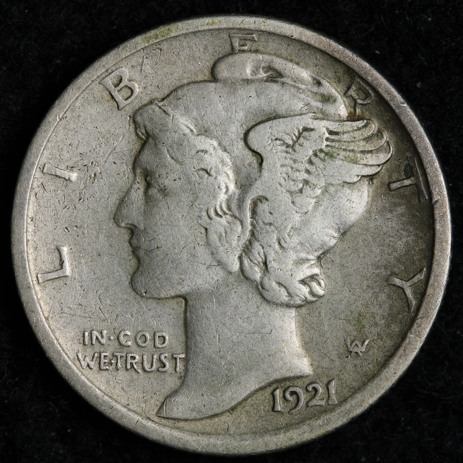 1921 Mercury Silver Dime XF E209 UJGNRS