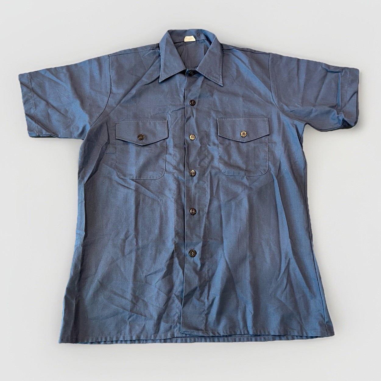 Post-Vietnam 70s USN Large Utility SS Dark Blue Shirt Vintage Workwear EXCELLENT