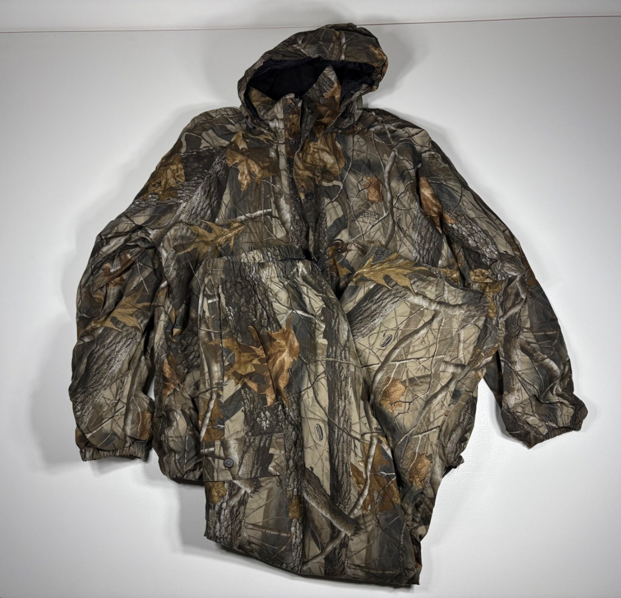 Field & Stream Rain Suit Men Large Camo 2 Piece Hunting Waterproof Hooded