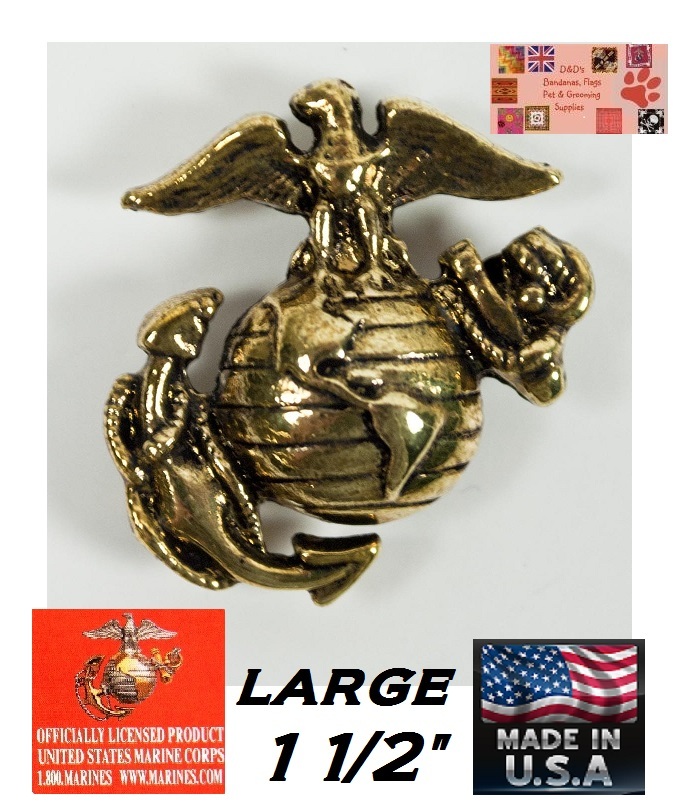 * USA MADE Large USMC EGA GOLD LAPEL HAT COAT SHIRT JACKET PIN US MARINE CORPS