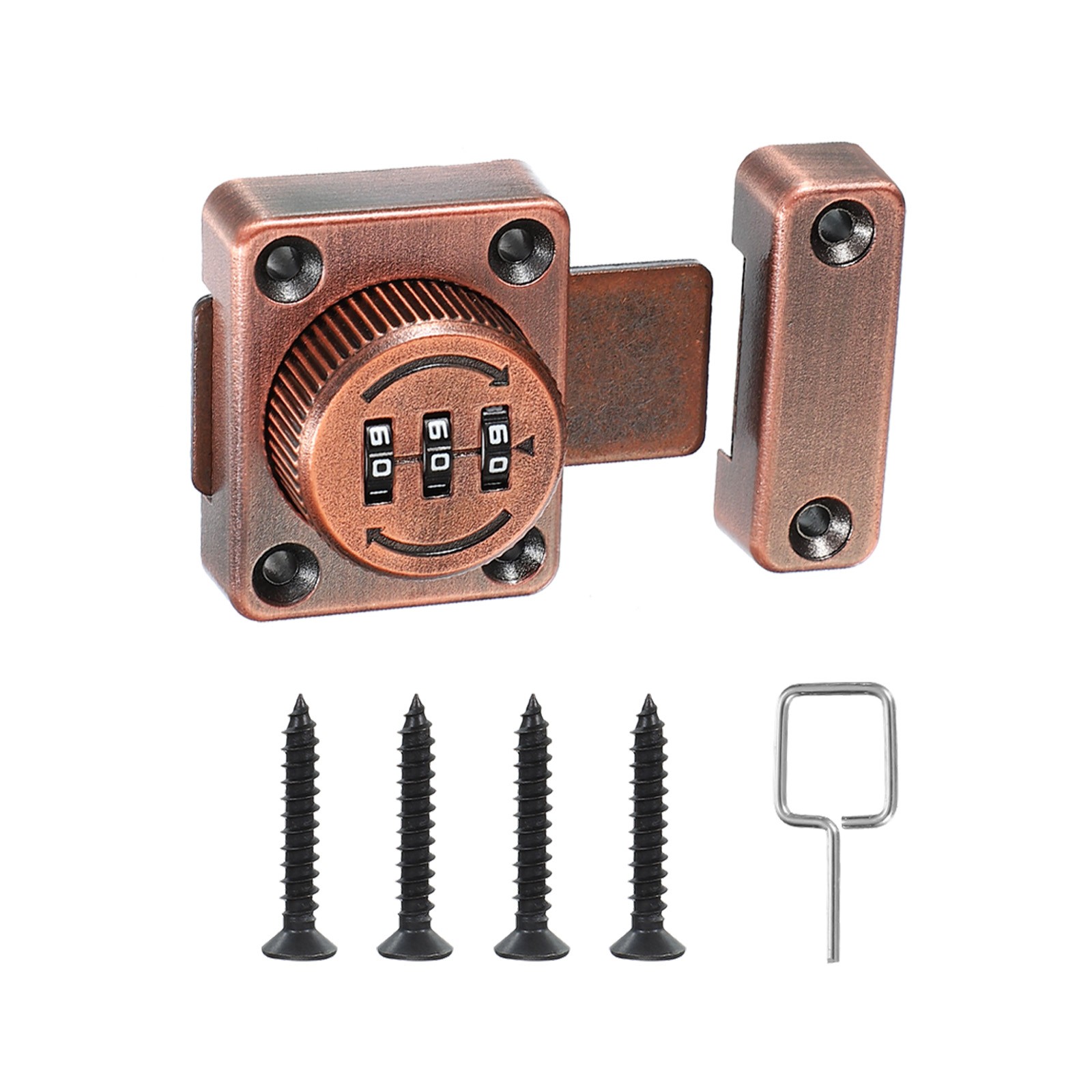 Combination Cabinet Latch 3-Password Lock for One-Way Door Cabinet Copper