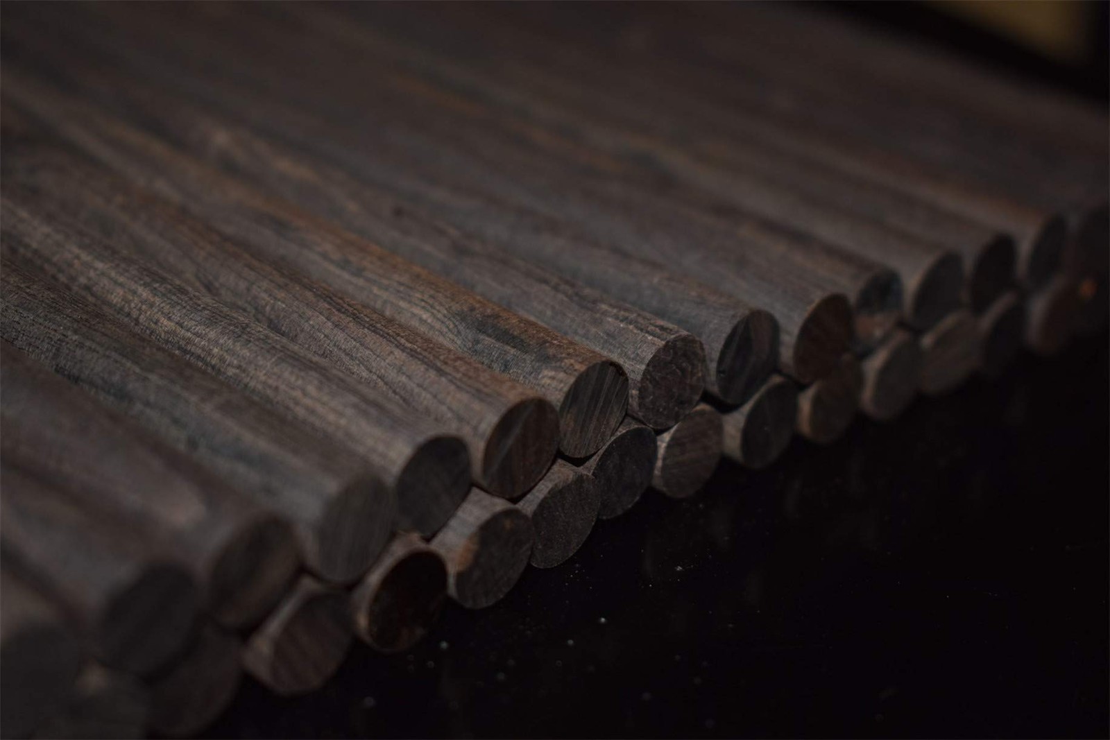 10-Pack 15x1.2cm African Blackwood Ebony Dowel Pins Wood Lumber Turning Blanks
