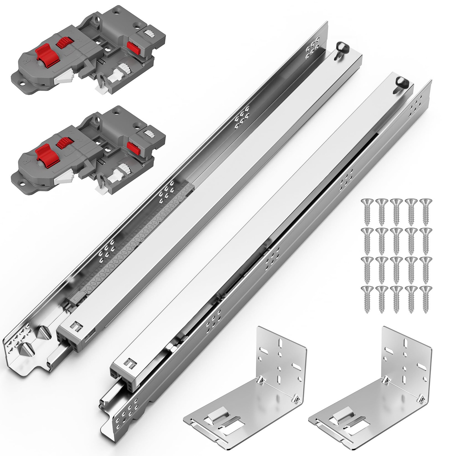 9 12 15 18 21 Inch Undermount Soft Close Drawer Slides, Full Extension 3D Loc...