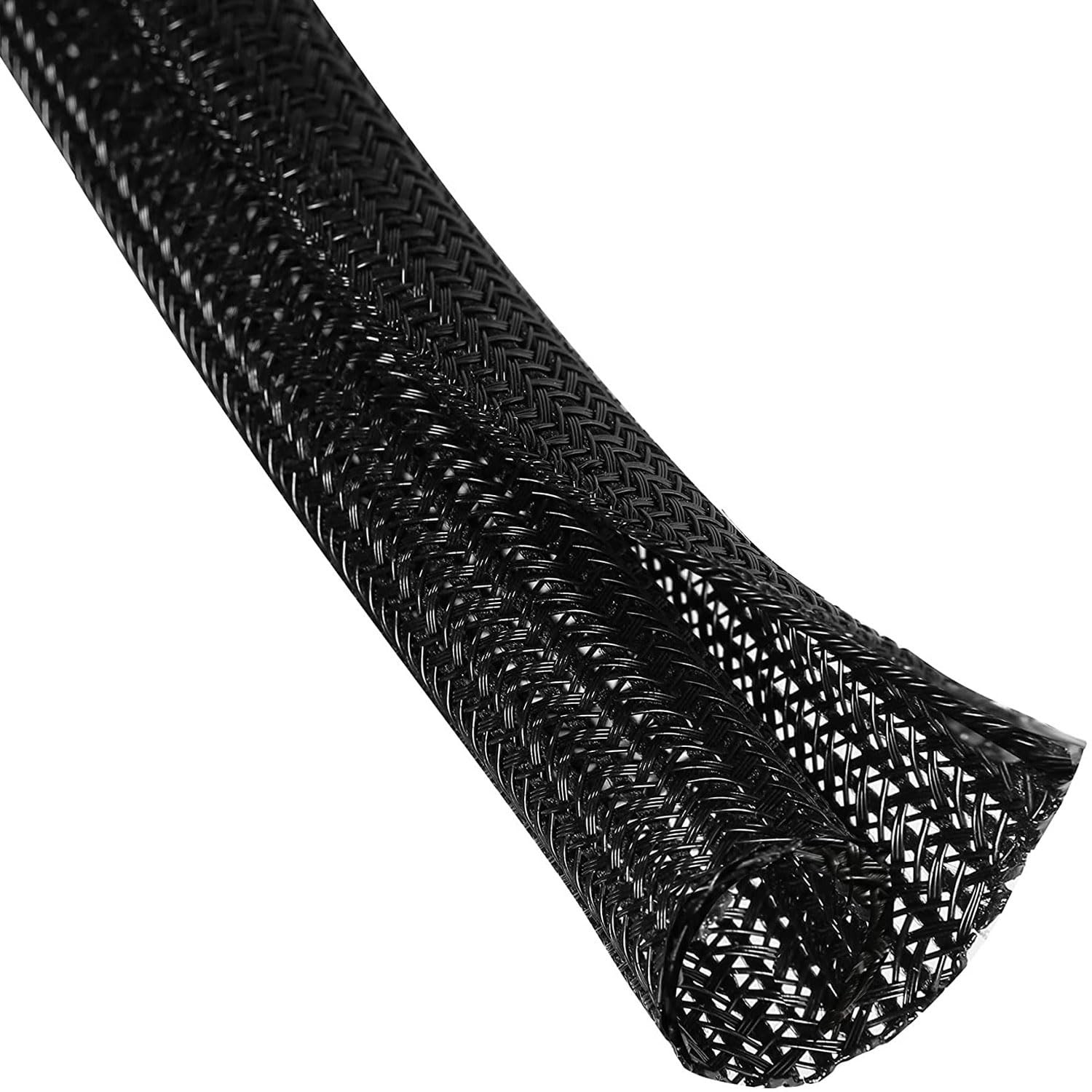 QCSIW 1/4" x 50ft Black Cable Sleeve Cover - Pet-Proof Cord 1/4"-50ft,