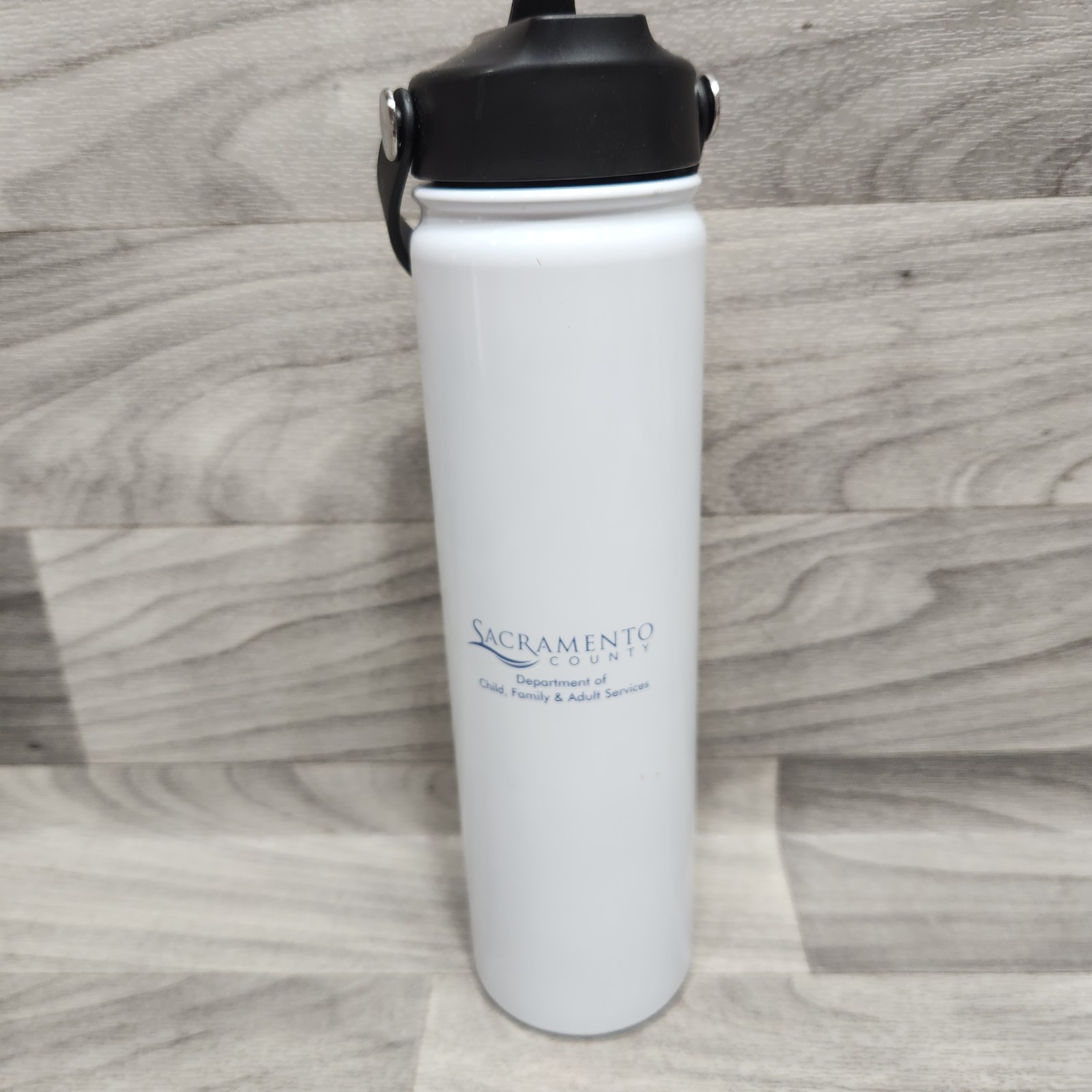 Sacramento County Insulated Metal Water Bottle White NEW Children Family Serv