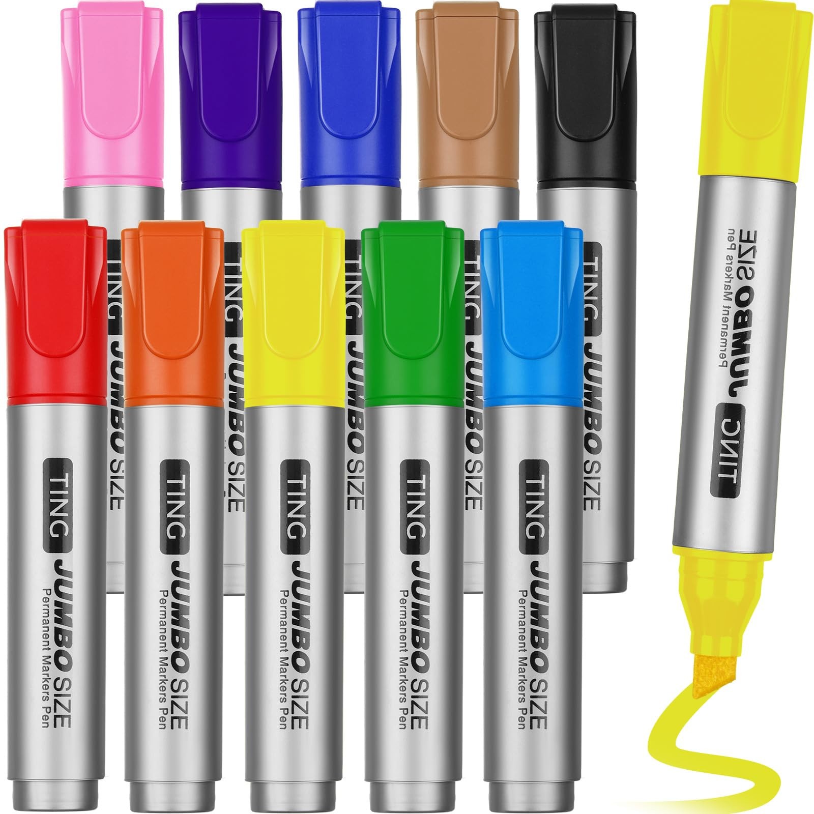 10 Pack Jumbo Permanent Markers Bulk Large Chisel Tip Permanent Markers Quick...