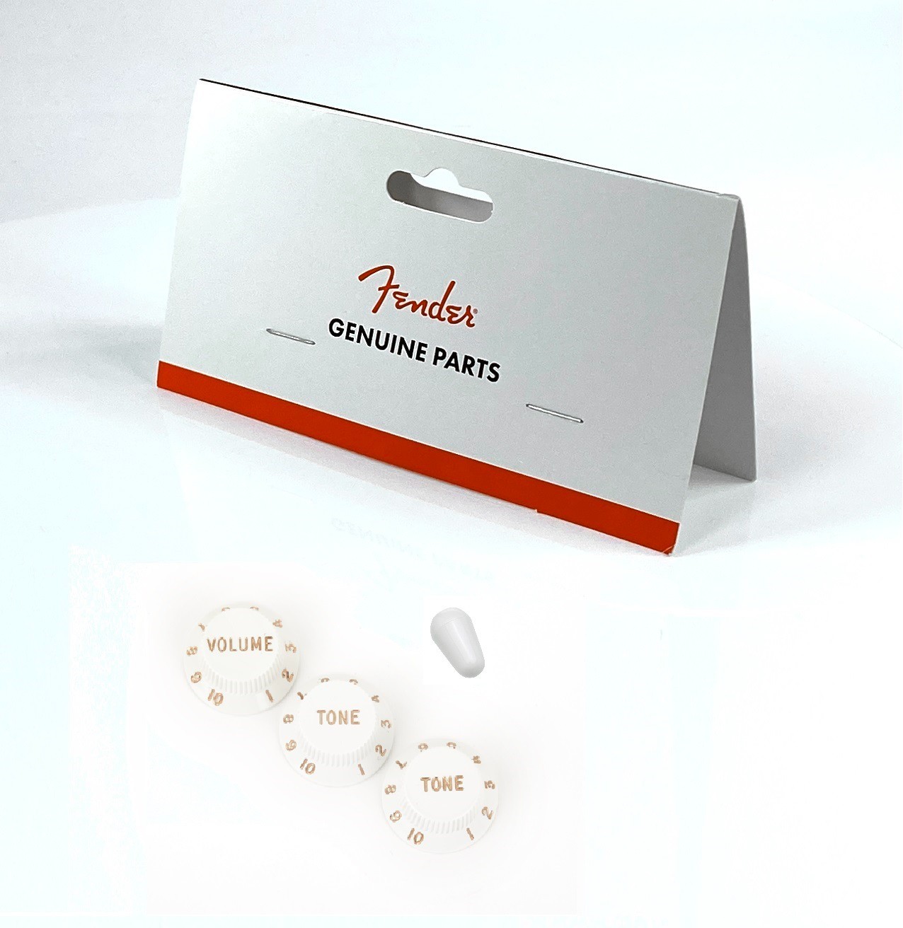 REAL Fender Knobs and Switch Tip USA MIM Volume Tone Push-On WHITE Set