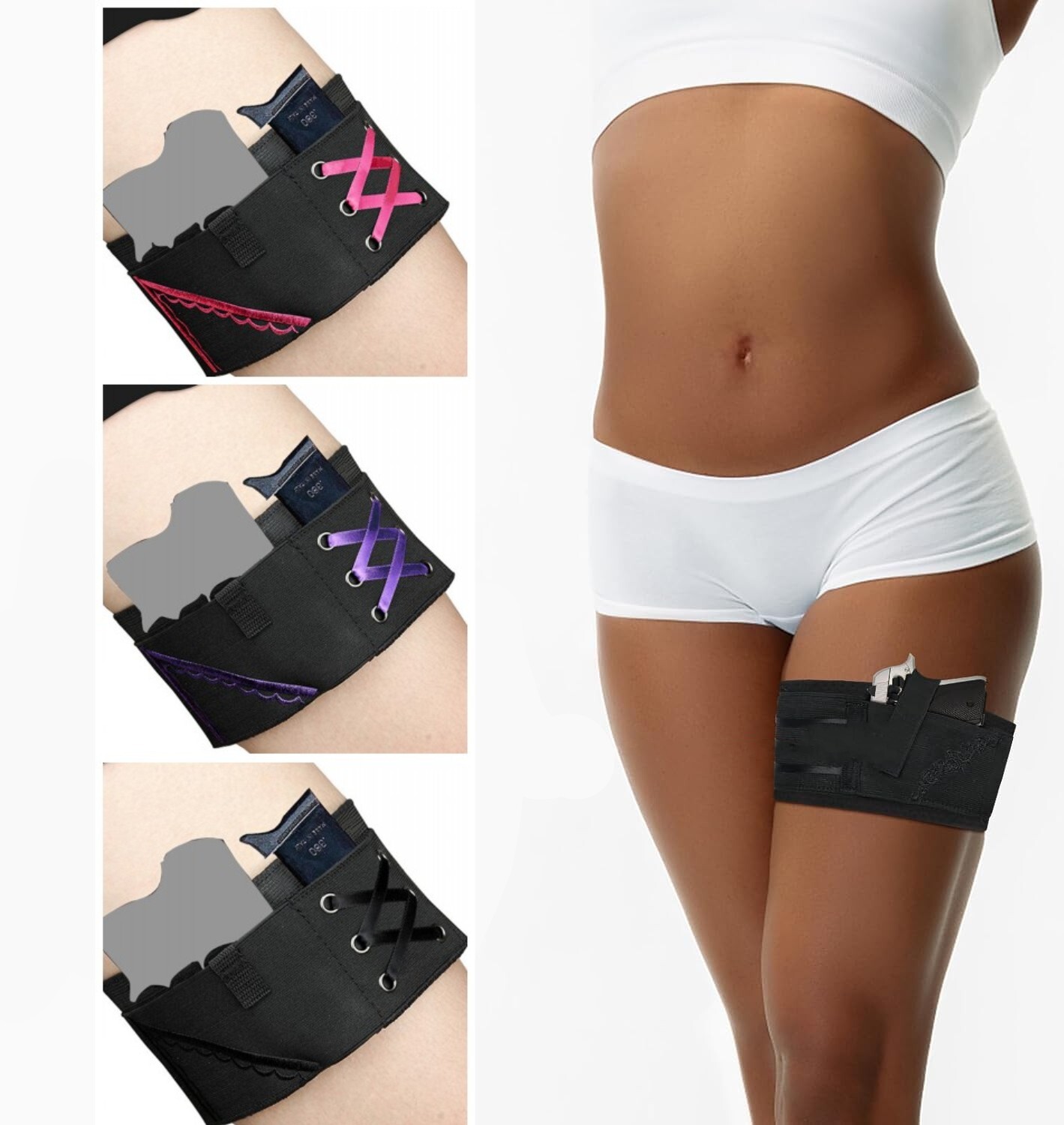 Women Holster Lady Anti-Slip Leg Gun Concealed Carry Garter Thigh Pistol Holster