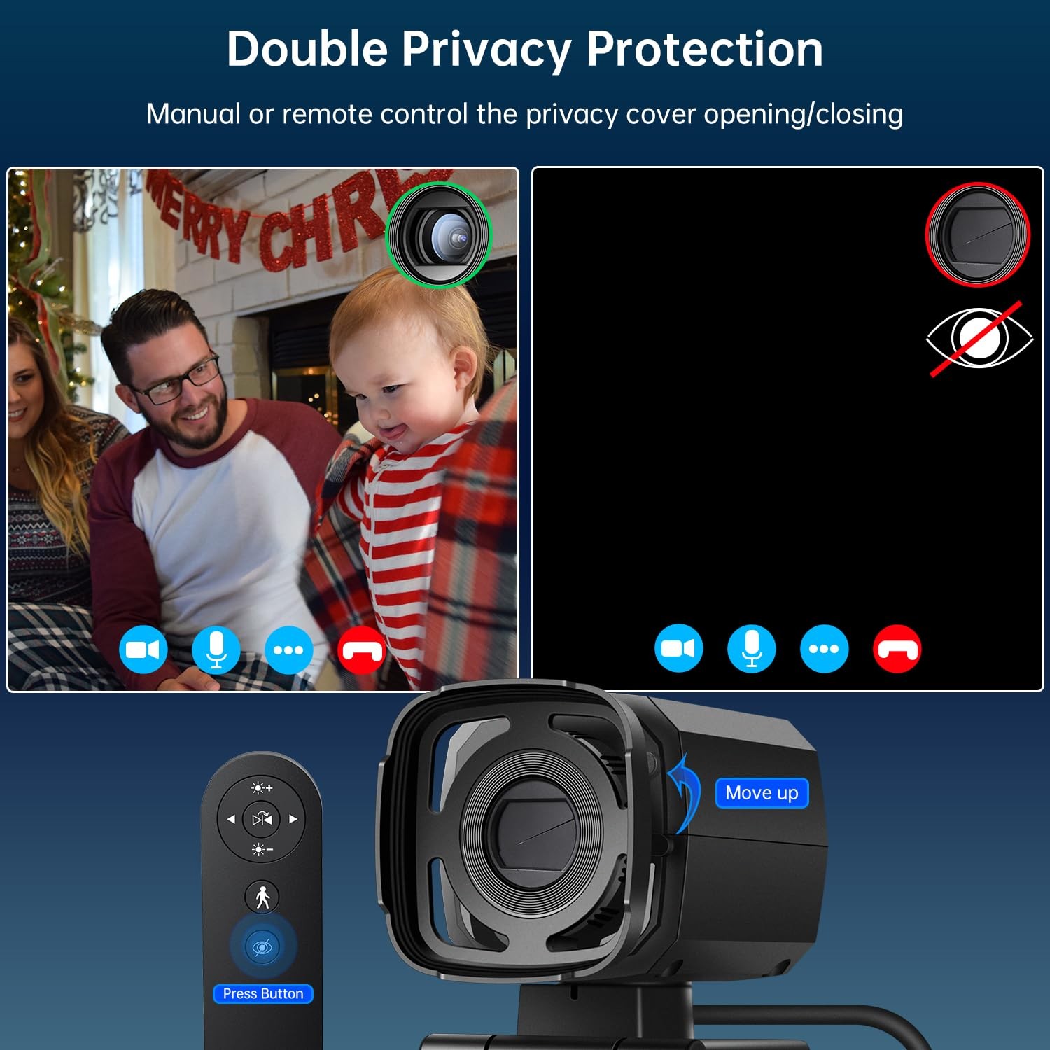 Auto Tracking Webcam: Full 1080P HD Computer Camera with Built-in 2 Microphon...