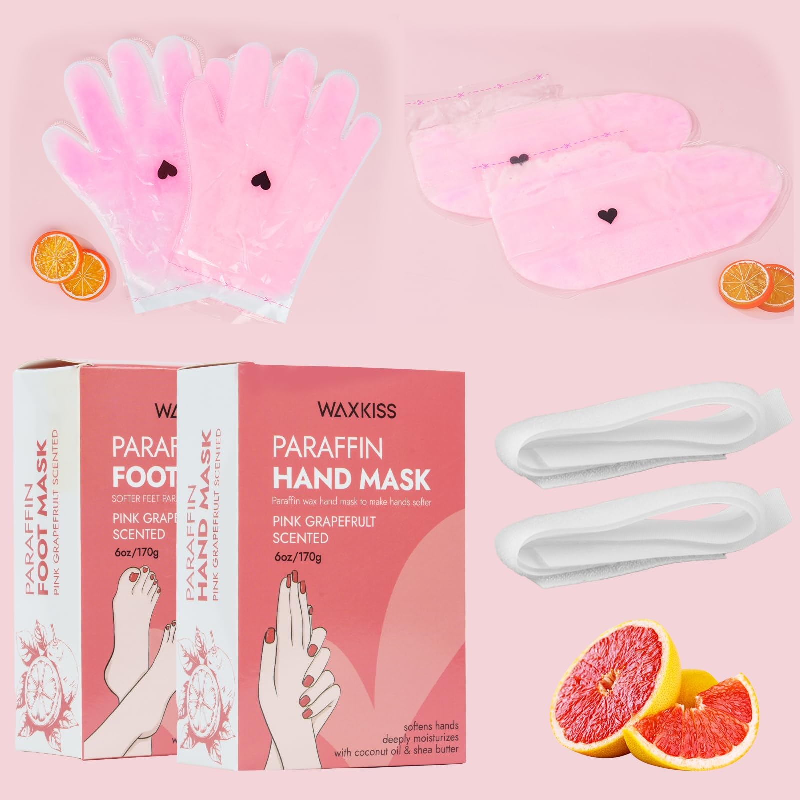 Paraffin Hand Mask & Foot Mask, 1Pair Each, Moisturizing Gloves Red