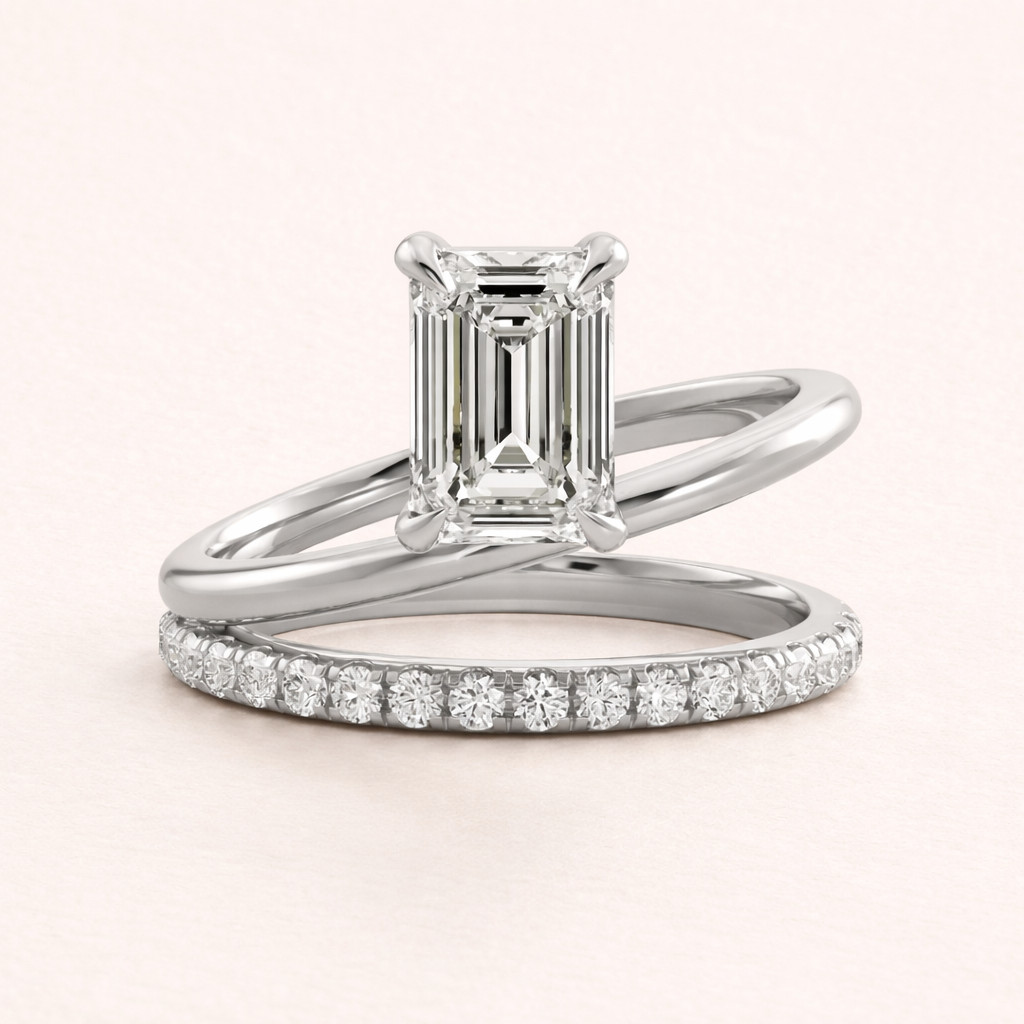 2.00 Ct Emerald Cut Lab Grown Diamond Silver Solitaire Engagement Proposal Ring