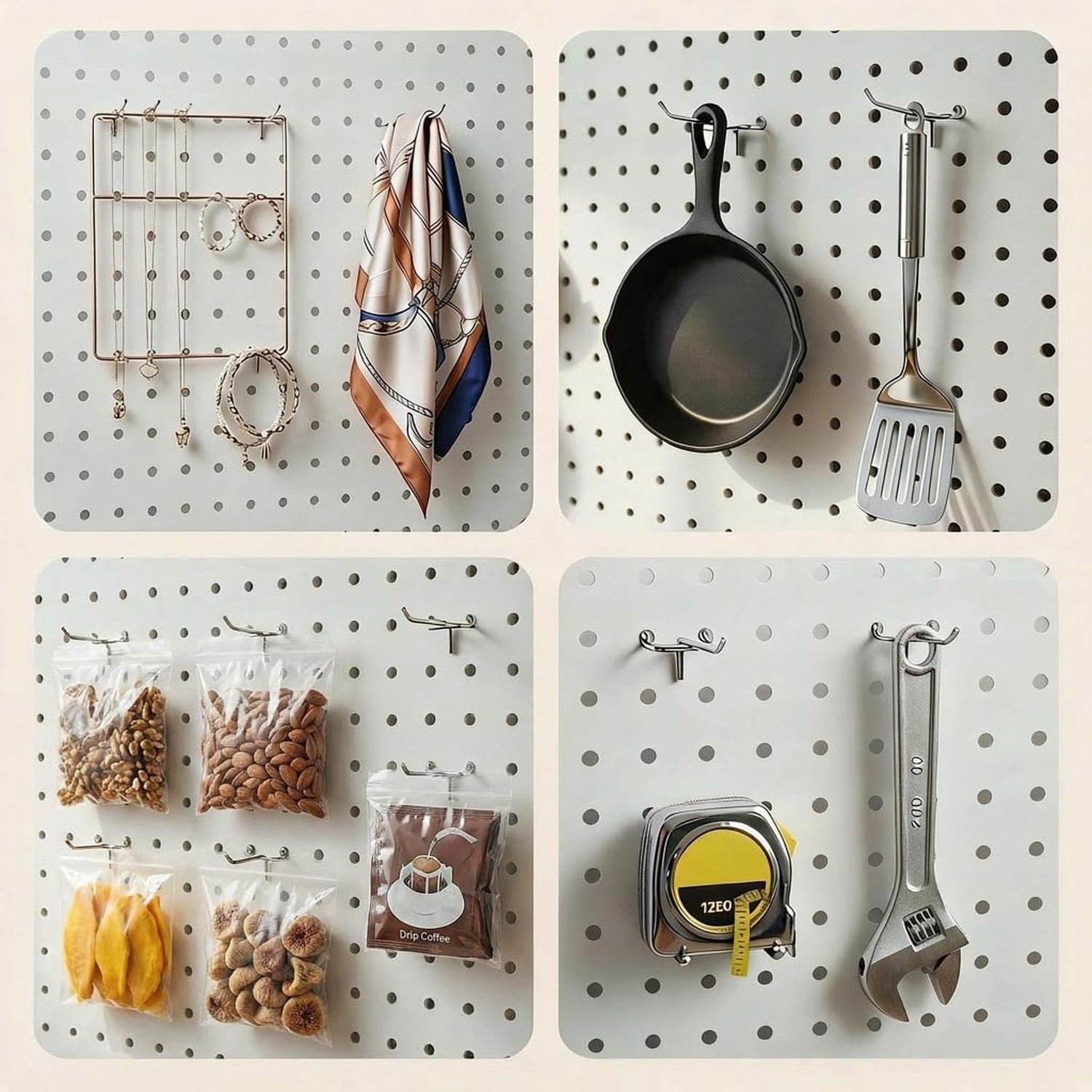 36 Pack Heavy Duty Pegboard Hooks, Assorted Sizes Metal Hangers | Double-pron...