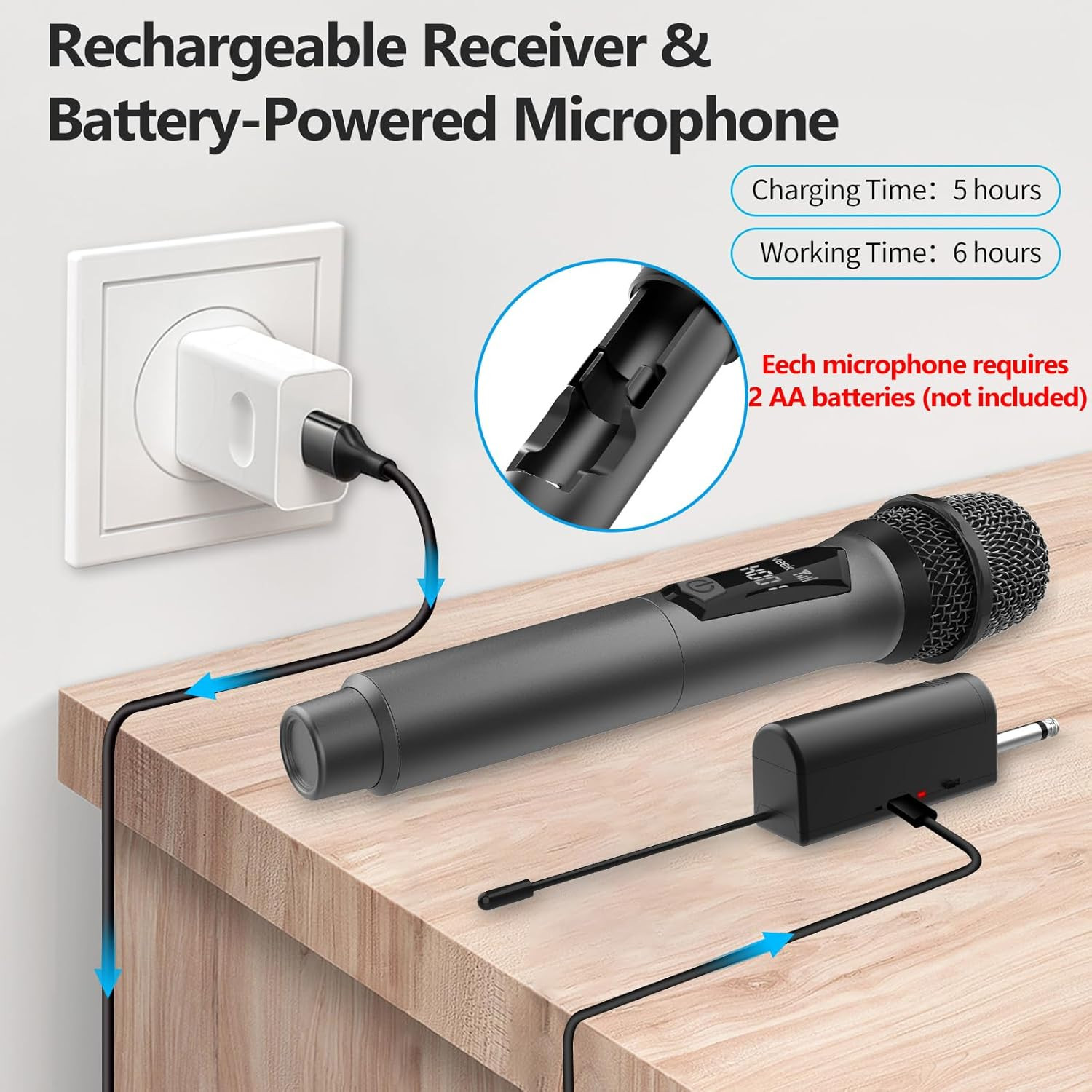 Aveek Karaoke Microphone Wireless, for Speakers with 2 Packs