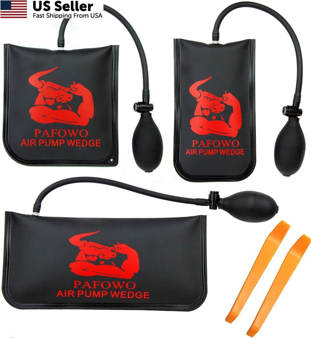 Improved 3 Piece Commercial Grade Air Wedge Bag Pump Professional Gray